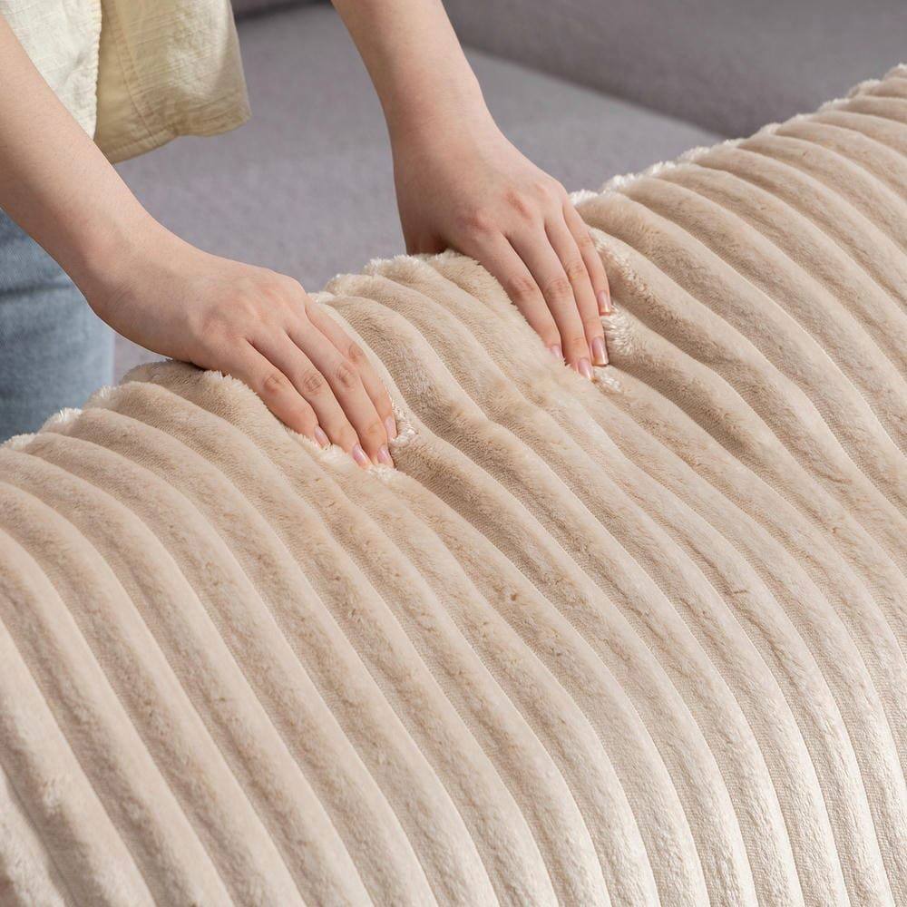 Alt View 7. Kadyn - Oversized All-Foam Lounge Chair with Ottoman, Modular Corduroy, No-Tool Assembly, Beige - Beige.