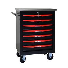 APRILSOUL - 7 Drawers Multifunctional Tool Cart with WheelsMetal Rolling Tool Cart Storage for Garage Workshop - Black+Red