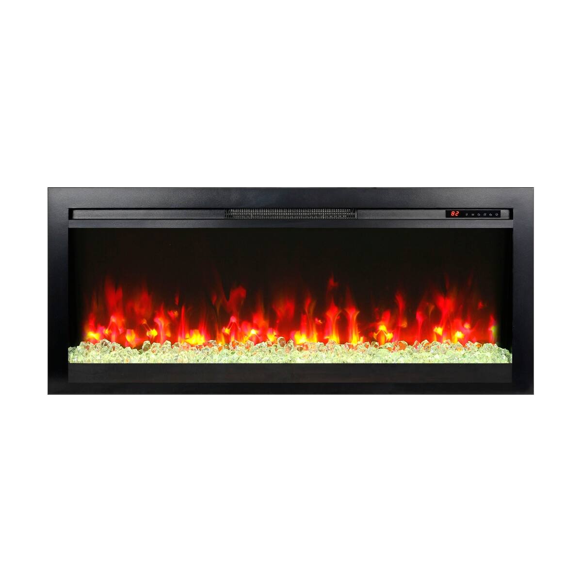 Alt View 4. Loheer - Loheer 44 inch in wall recessed electric fireplace with remote control and multi color flame and ember bed - Antique Black.