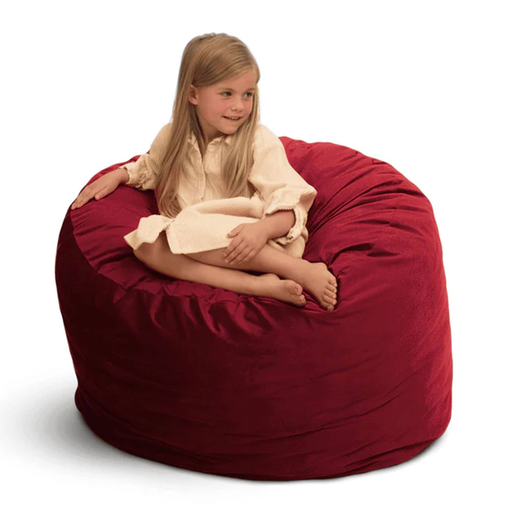 Ultimate Sack - 3ft Bean Bag Chair, Oversized Indoor Comfy Lounger, Suede - Burgundy