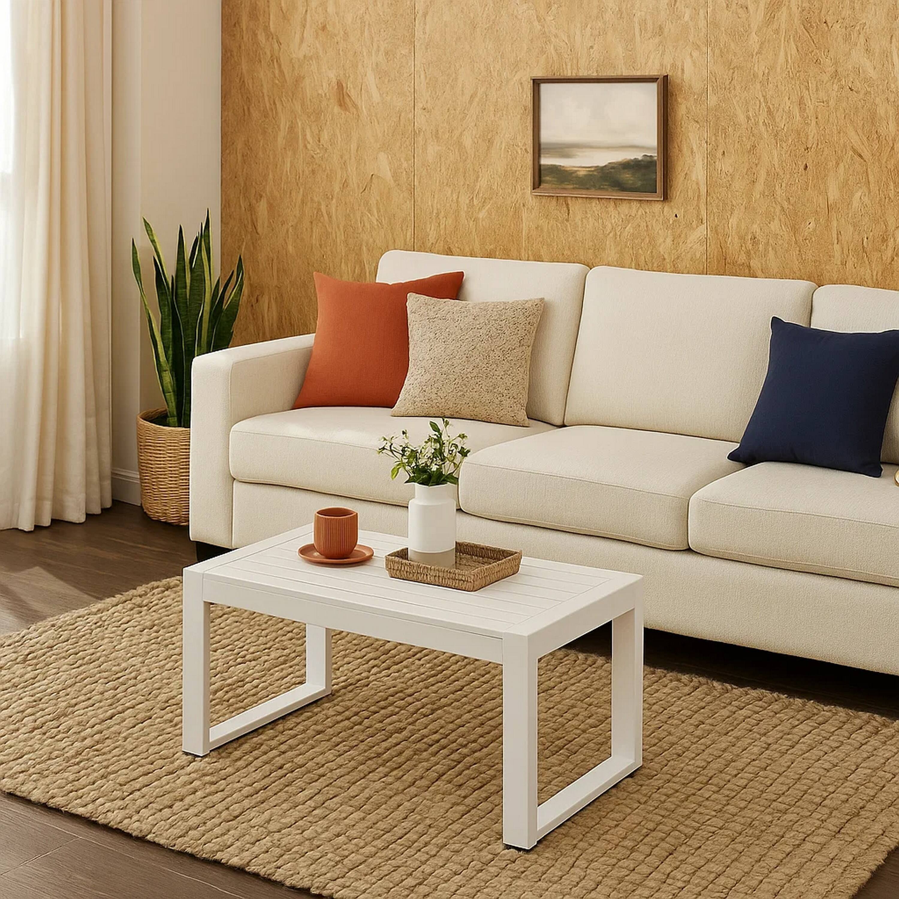 Back. Manhattan Lane - Idyllicly Flawless Anodized Aluminum Coffee Table - WHITE.