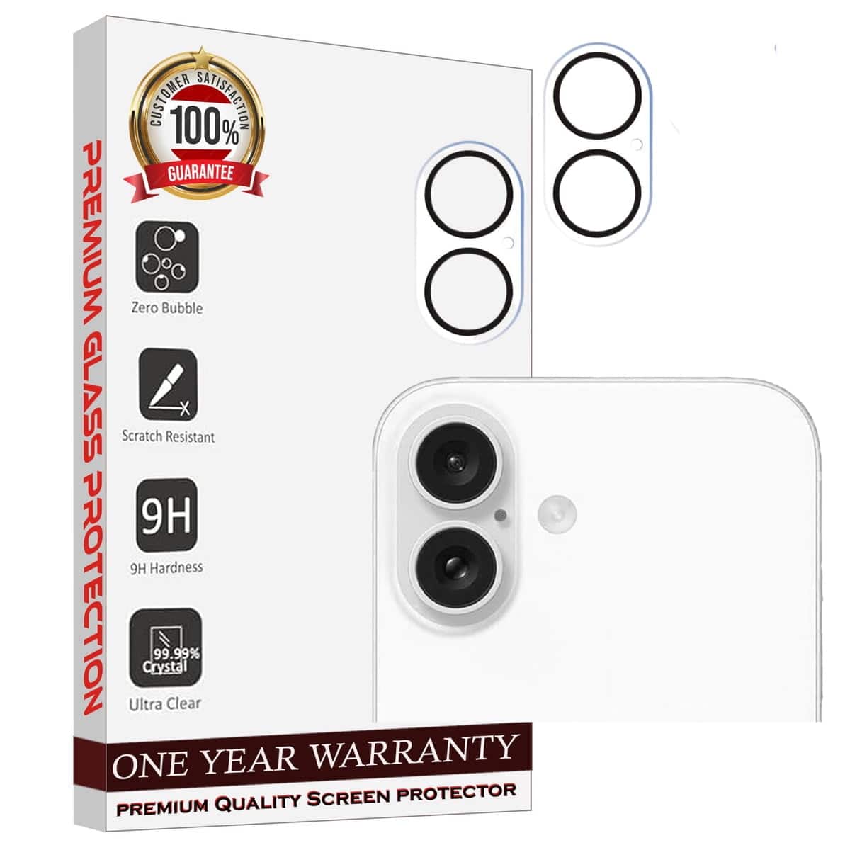 Entronix - Camera Lens Protector for iPhone 16 - 2-Pack - Clear