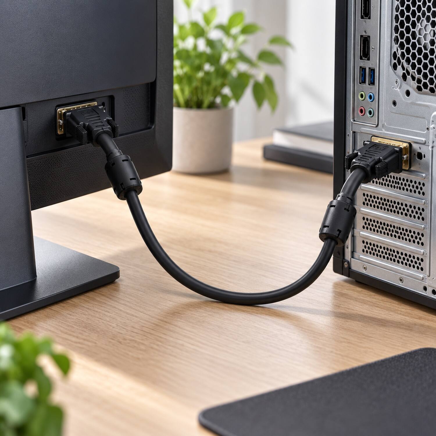 Left. Sanoxy - 5m DVI-I Dual Link Digital / Analog Video Male to Male Cable - Black.
