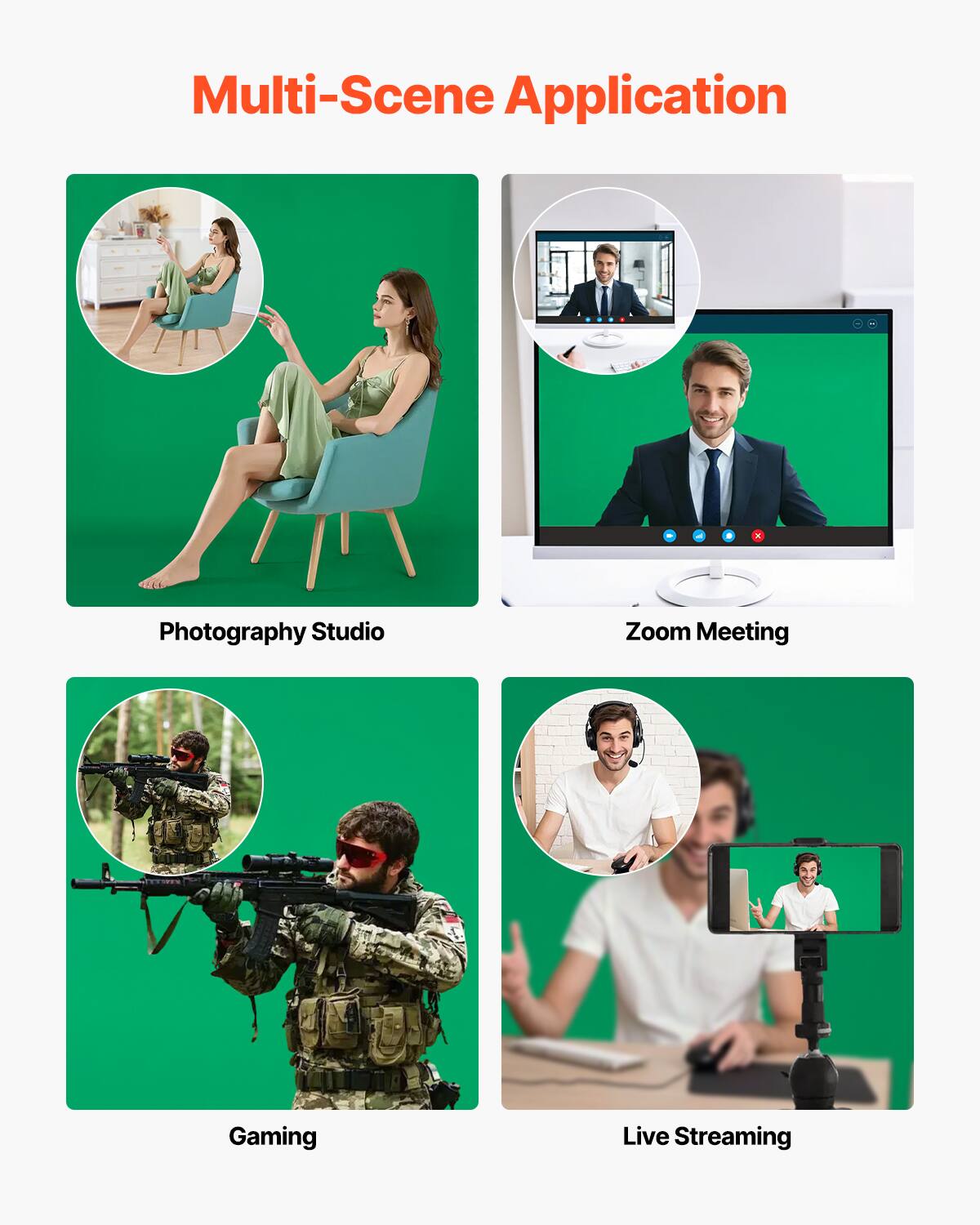 Multi-Scene Application

Photography Studio

Zoom Meeting

Gaming

Live Streaming