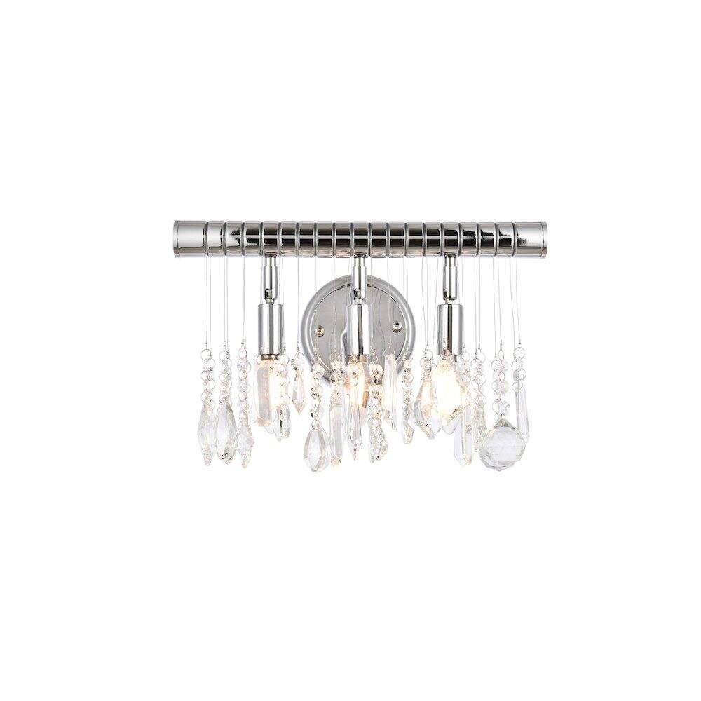 Alt View 3. Elegant Lighting - Chorus Line 3 Light Chrome Wall Sconce Clear Royal Cut Crystal - Chrome.
