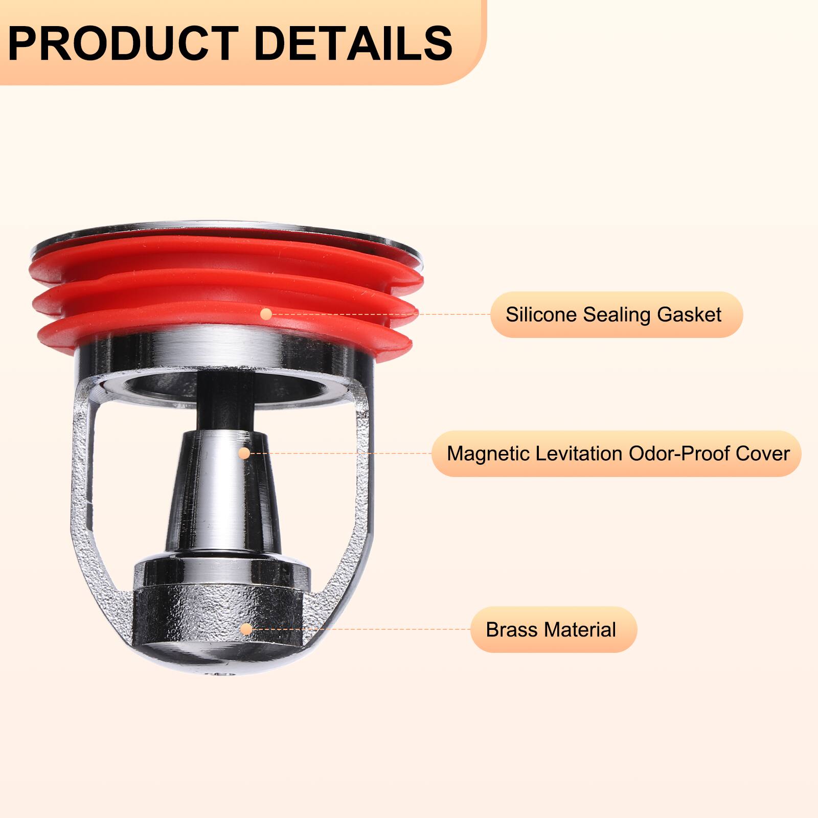 PRODUCT DETAILS

- Silicone Sealing Gasket
- Magnetic Levitation Odor-Proof Cover
- Brass Material