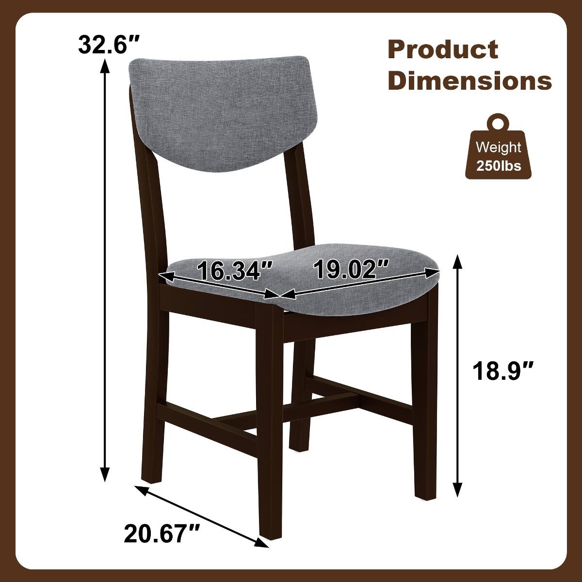 32.6"  
Product Dimensions  
Weight 250lbs  
16.34" 19.02"  
18.9"  
20.67"