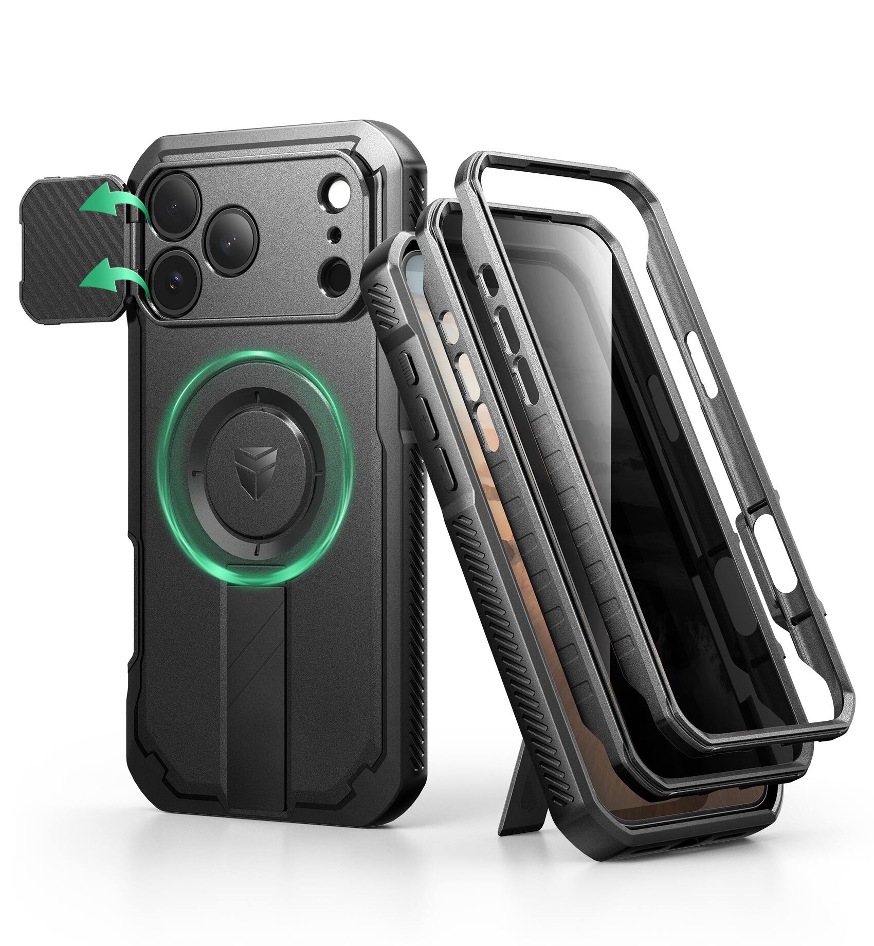 Front. dexnor - Dexnor iPhone 17 Pro Max Case: Privacy Screen with Camera Cover & Kickstand, MagSafe, Rugged Bumper Case,6.9in Black - Privacy Black.