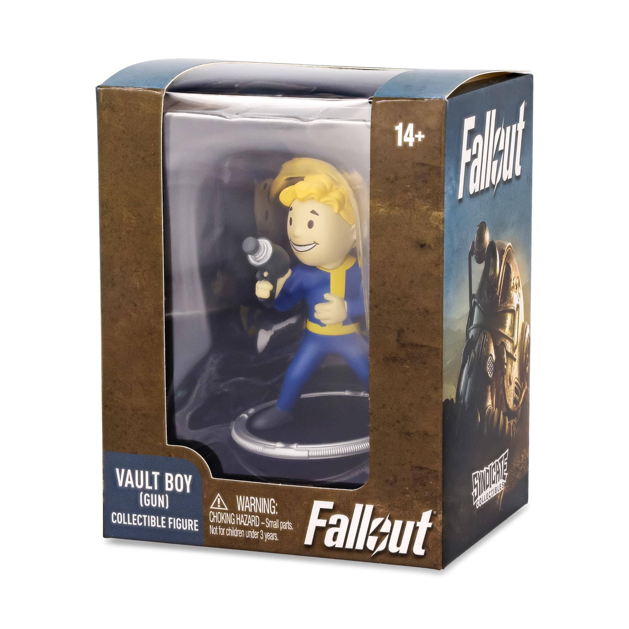 14+ Fallout VAULT BOY (GUN) COLLECTIBLE FIGURE  
WARNING: CHOKING HAZARD - Small parts. Not for children under 3 years.