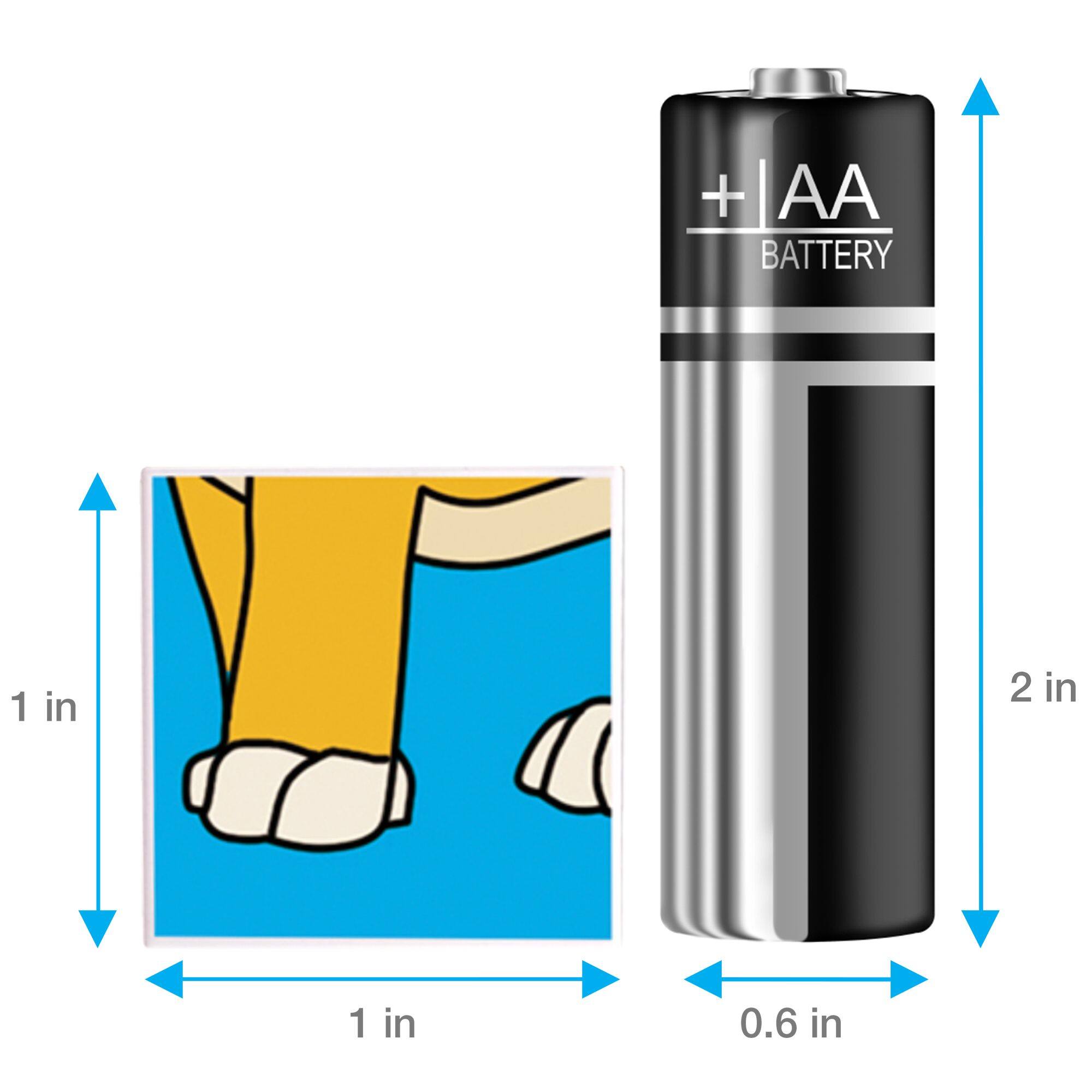 + AA BATTERY  
1 in x 1 in  
2 in x 0.6 in