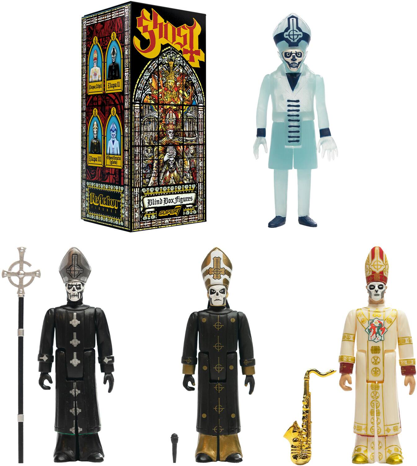 Ghost - Super7 - Ghost - Reaction Blind Box Wv1 - Papas 12pc Flat - COLLECTIBLES