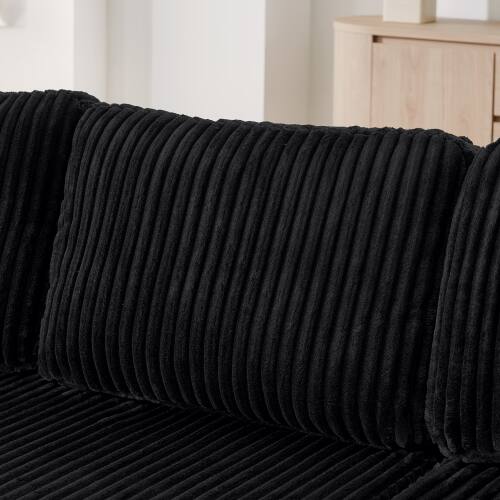 Alt View 1. Anysun - U-Shape Corduroy Modular Sectional Sofa - Modern Minimalist Compressed Sleeper Couch for Living Room & Bedroom - Black.