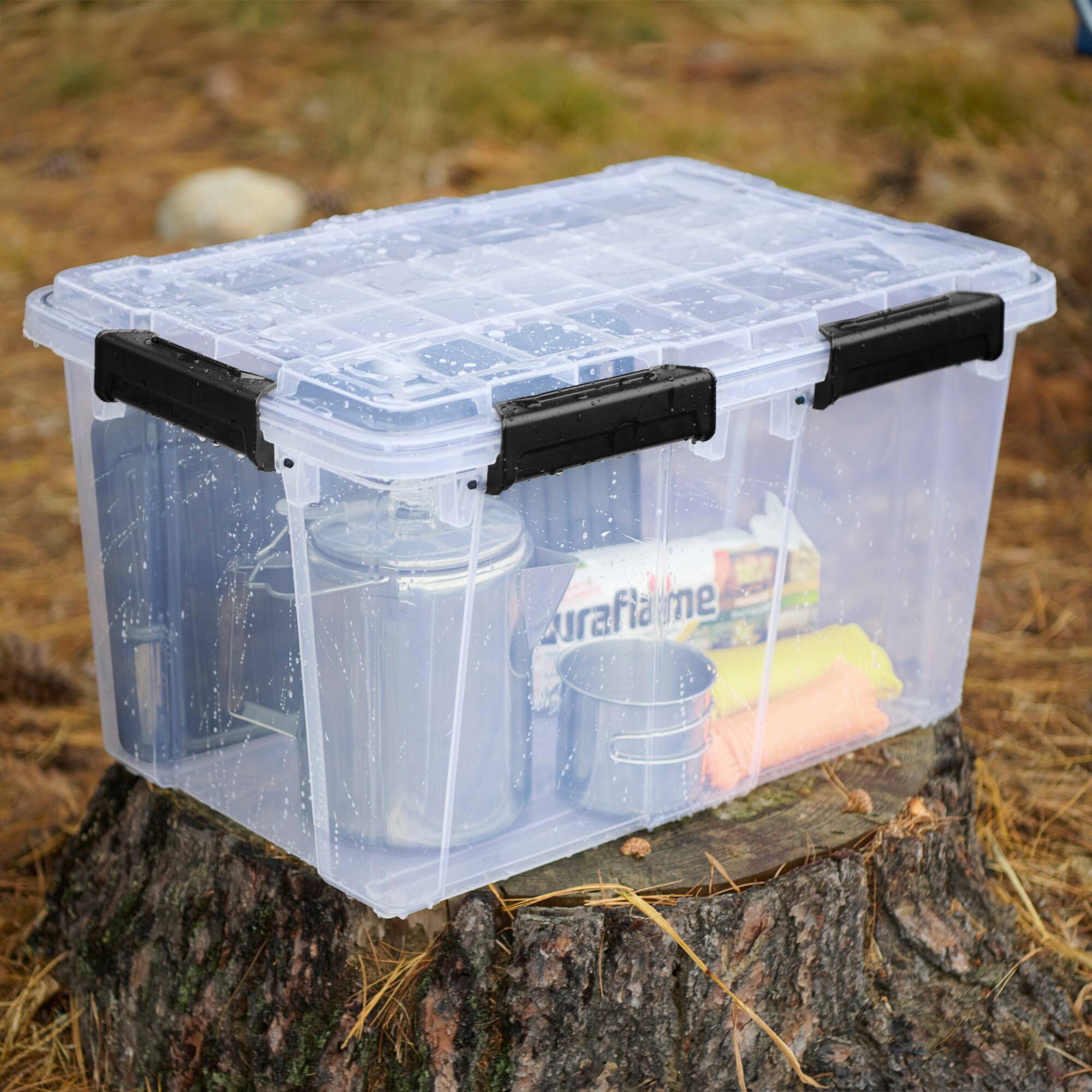 Alt View 2. Sterilite - Sterilite 54 Qt Gasket Box, Stackable Storage Container with Lids, Black, 8 Pack - Clear.
