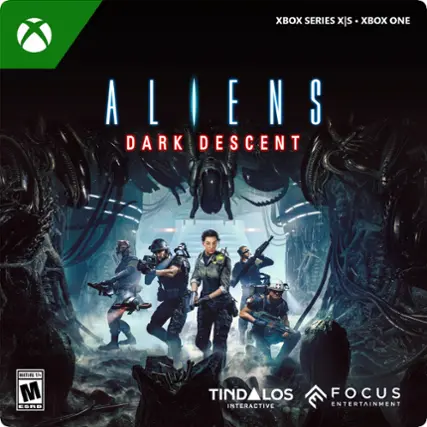 XBOX SERIES XBOX ONE ALIENS DARK DESCENT MATURE 17+ M ESRB TINDAROS LOS FOCUS ENTERTAINMENT INTERACTIVE - M (Mature 17+)