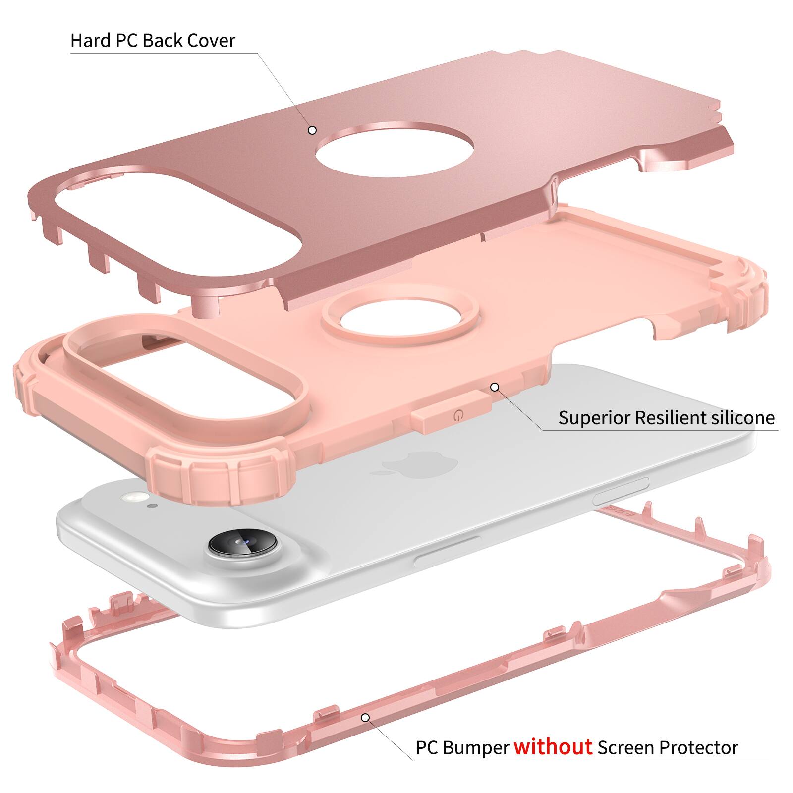 Hard PC Back Cover Superior Resilient silicone PC Bumper without Screen Protector