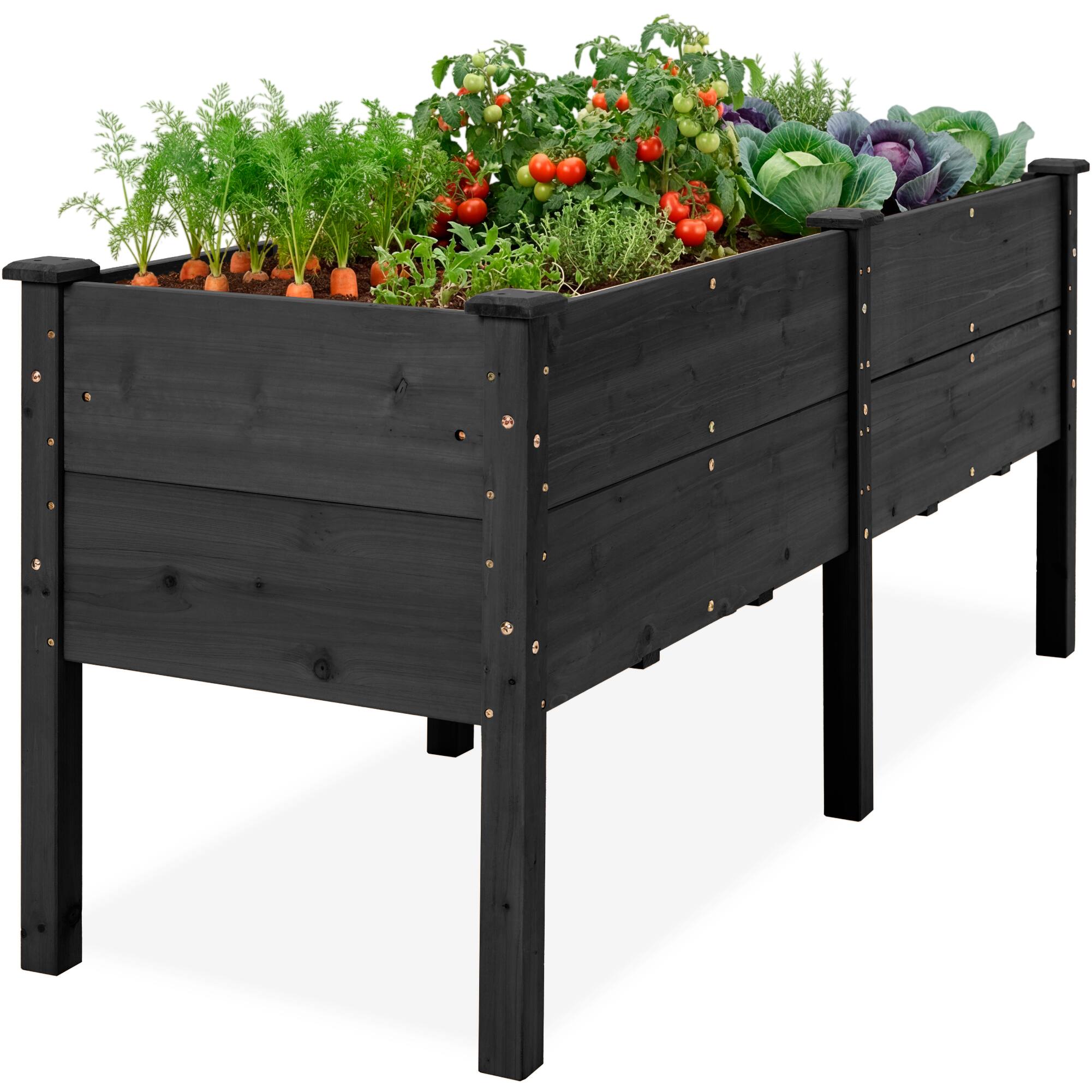 Best Choice Products - 72" x 24" x 30" Raised Garden Bed, Extra Deep 16" Depth, Elevated Wood Planter Stand - Black
