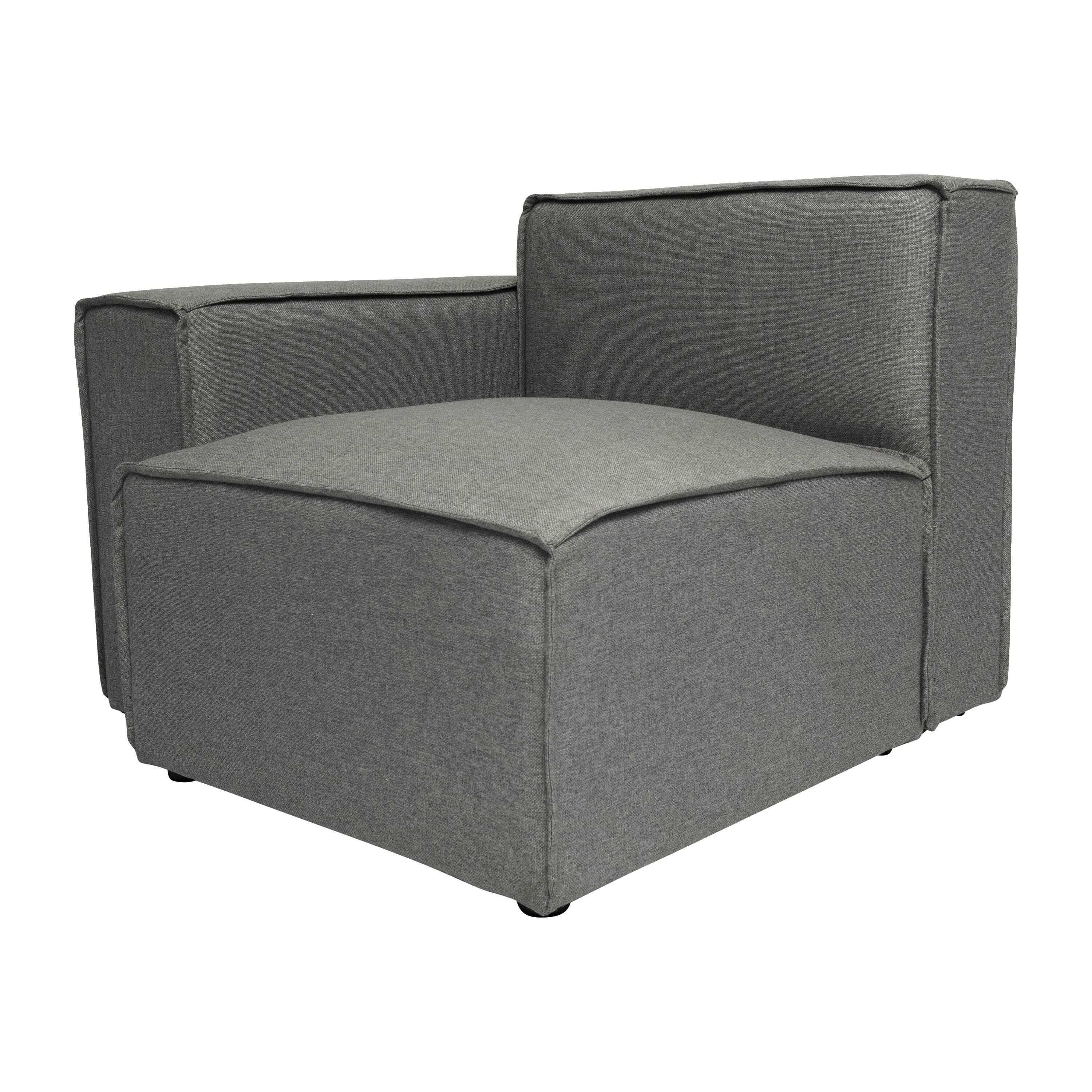 Alt View 1. Emma + Oliver - Farmount Modular Left Side Armchair with Arm Rest - Dark Gray.