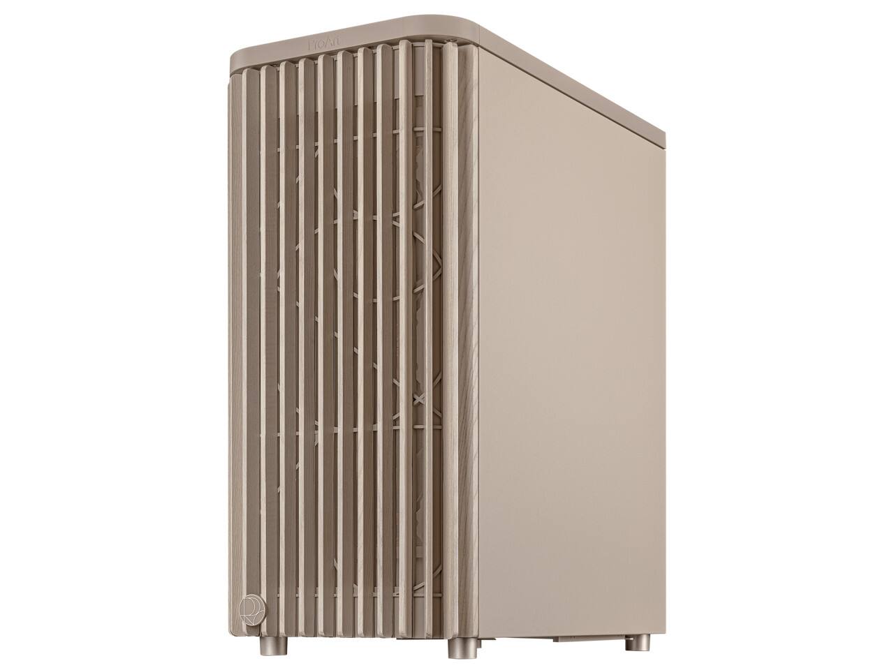 Left. ASUS - ASUS ProArt PA401 Wood Beige ATX Case - Tempered Glass, 315mm GPU, 240mm Radiator, Detachable PSU - Beige.