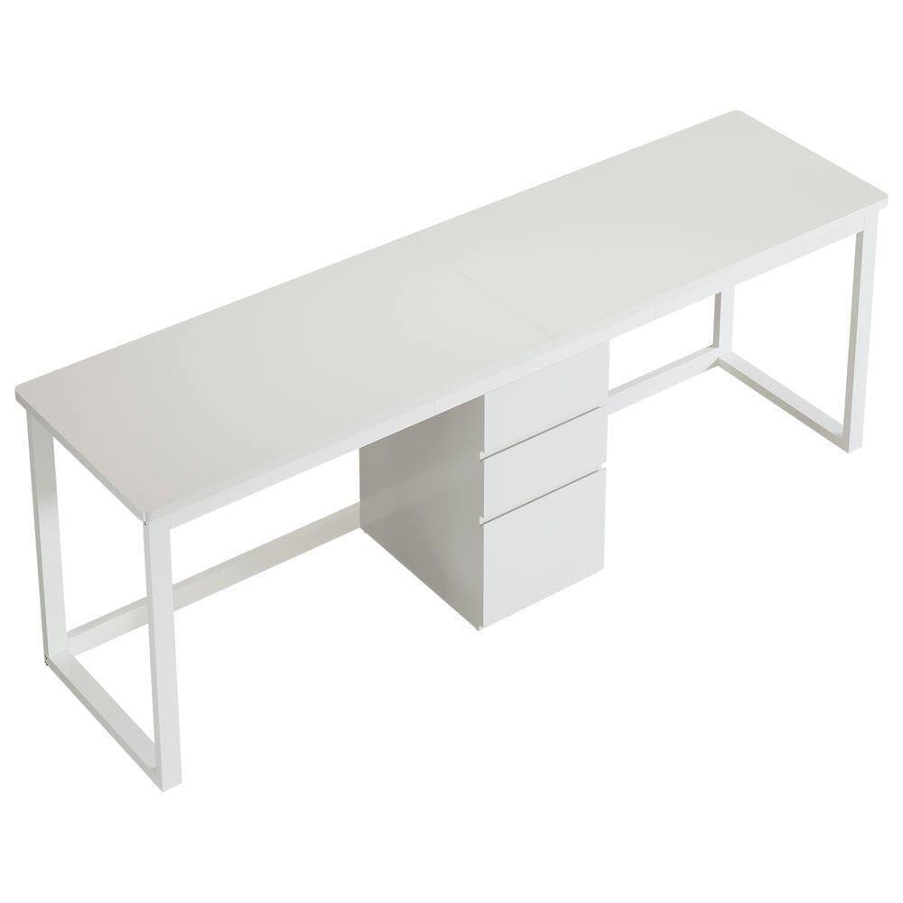 Alt View 2. Kadyn - 78.7-Inch Double Office Desk for 2 People with 3 Drawers, White - White.