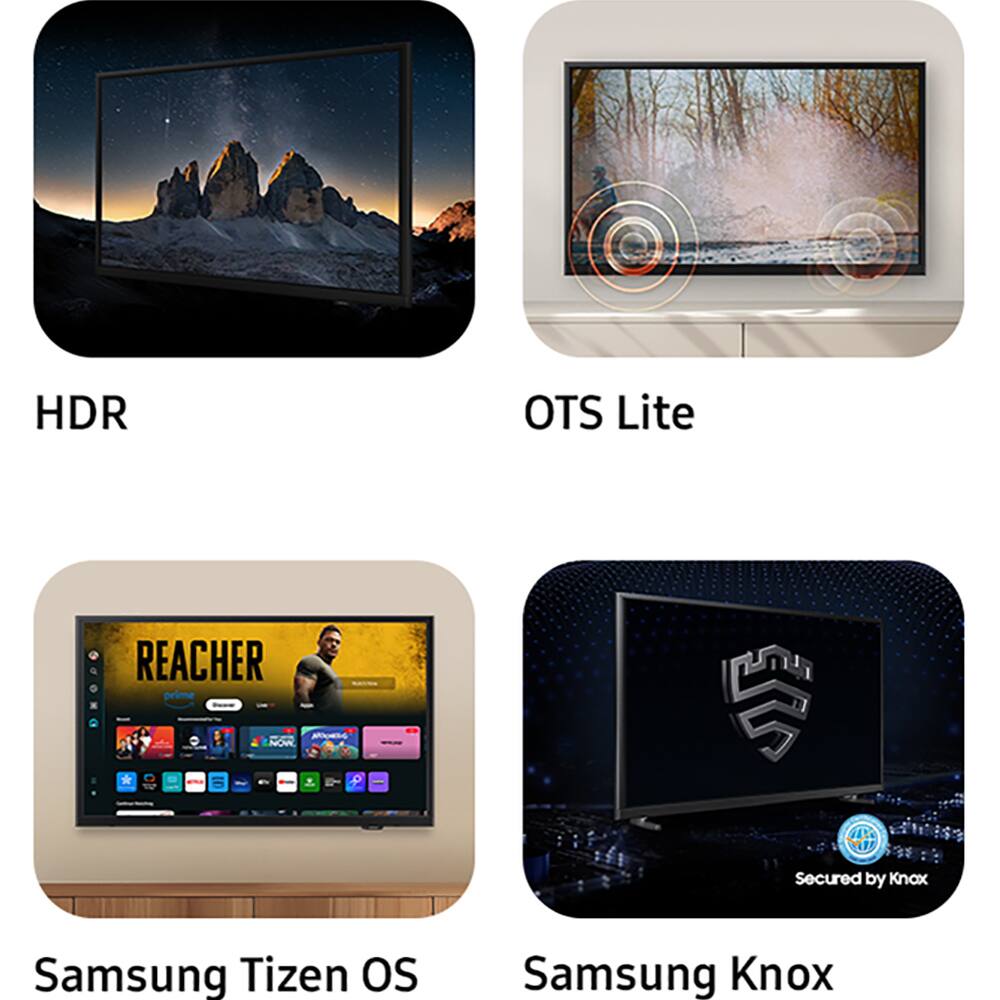 Sure, here is the corrected and grouped text from the image:

1. **HDR**
2. **OTS Lite**
3. **Samsung Tizen OS**
4. **Samsung Knox**