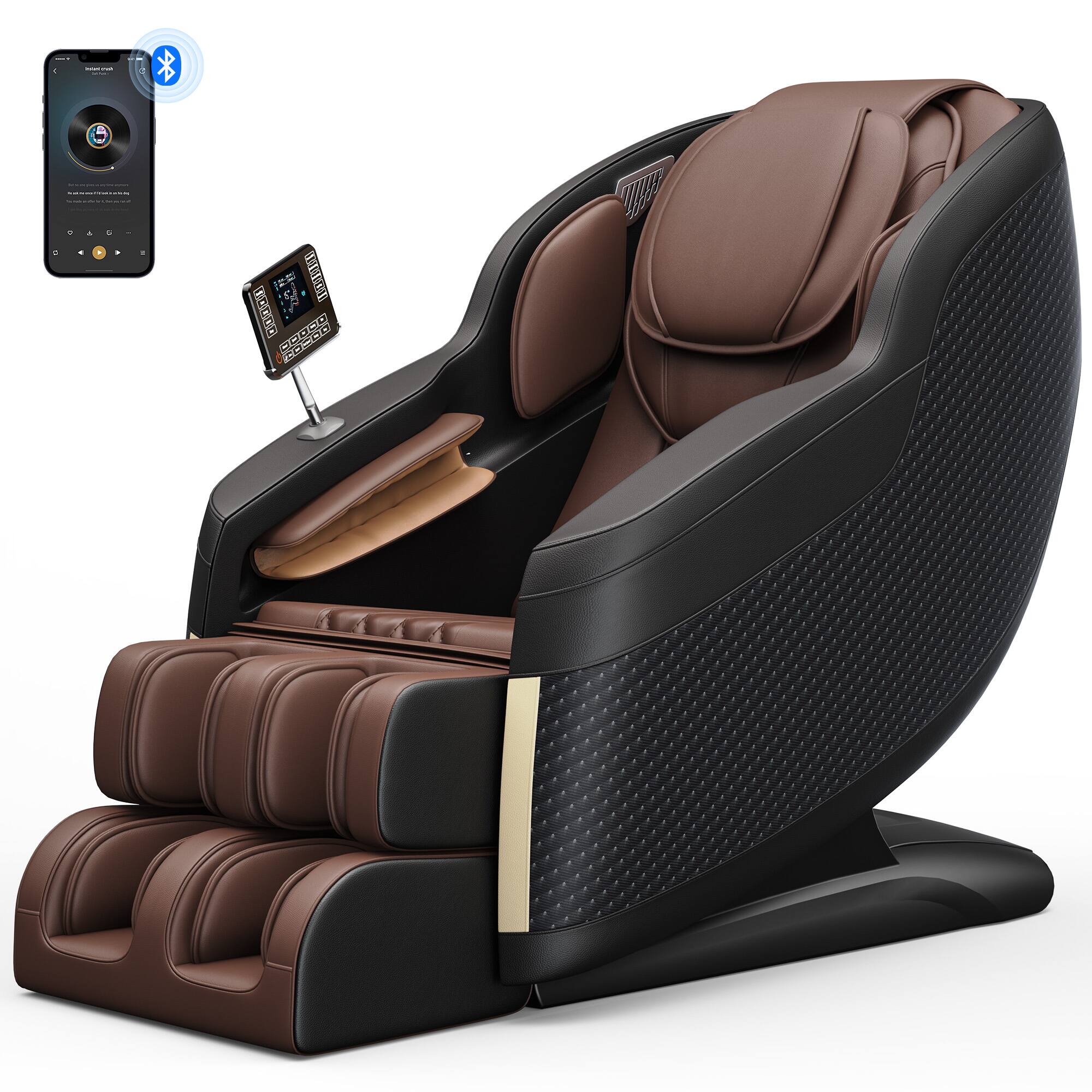 Koligey - 4D Massage Chair Full Body, Zero Gravity Massage Chair with Heat and Foot Massage with Airbags, Kneading, Bluetooth - Black/brown price history on PriceWatchPro