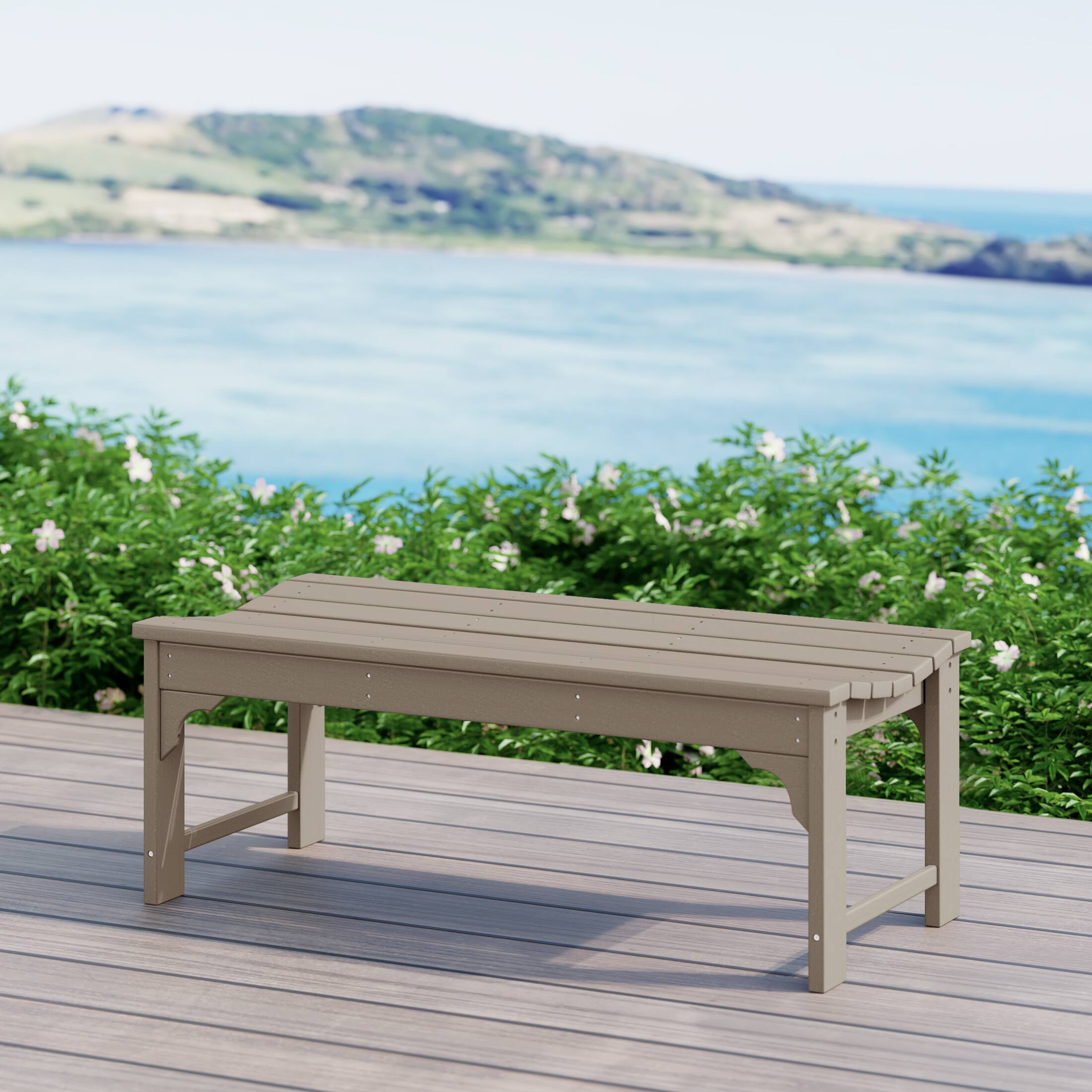 Angle. WestinTrends - WestinTrends Malibu 48" length backless Poly Wood Outdoor / Garden bench - Weathered Wood.