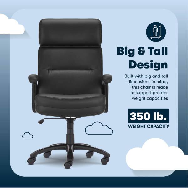Big & Tall Design  
Built with big and tall dimensions in mind, this chair is made to support greater weight capacities.  
350 lb. WEIGHT CAPACITY