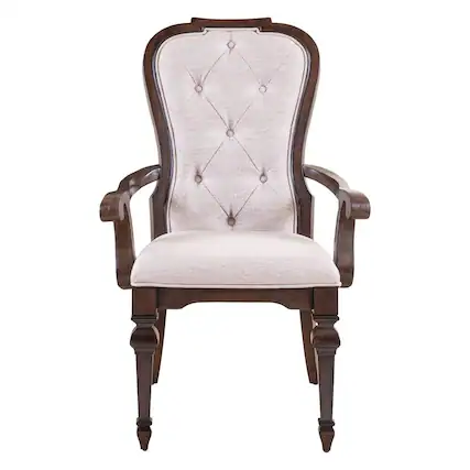 Front. Liberty Furniture Industries - Provence Park Uph Arm Chair for Dining Room - Set of 2 - Chateau Brown - Brown.