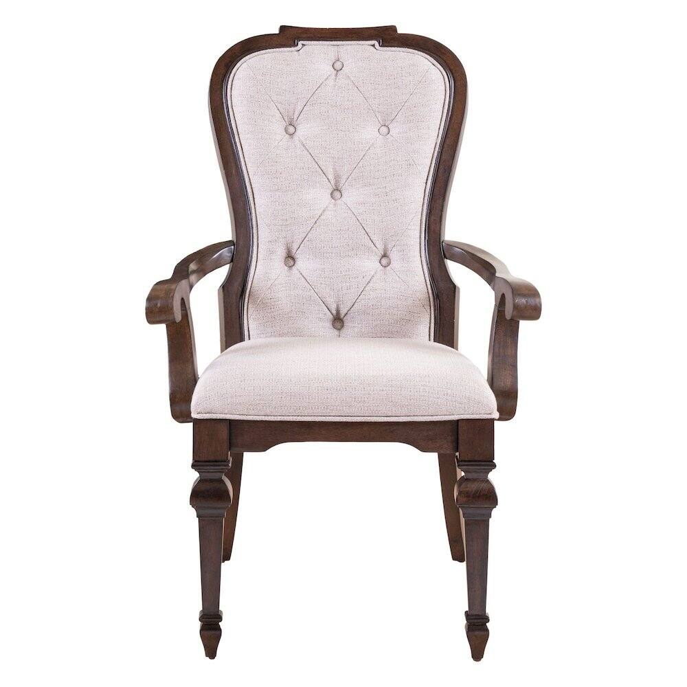 Front. Liberty Furniture Industries - Provence Park Uph Arm Chair for Dining Room - Set of 2 - Chateau Brown - Brown.