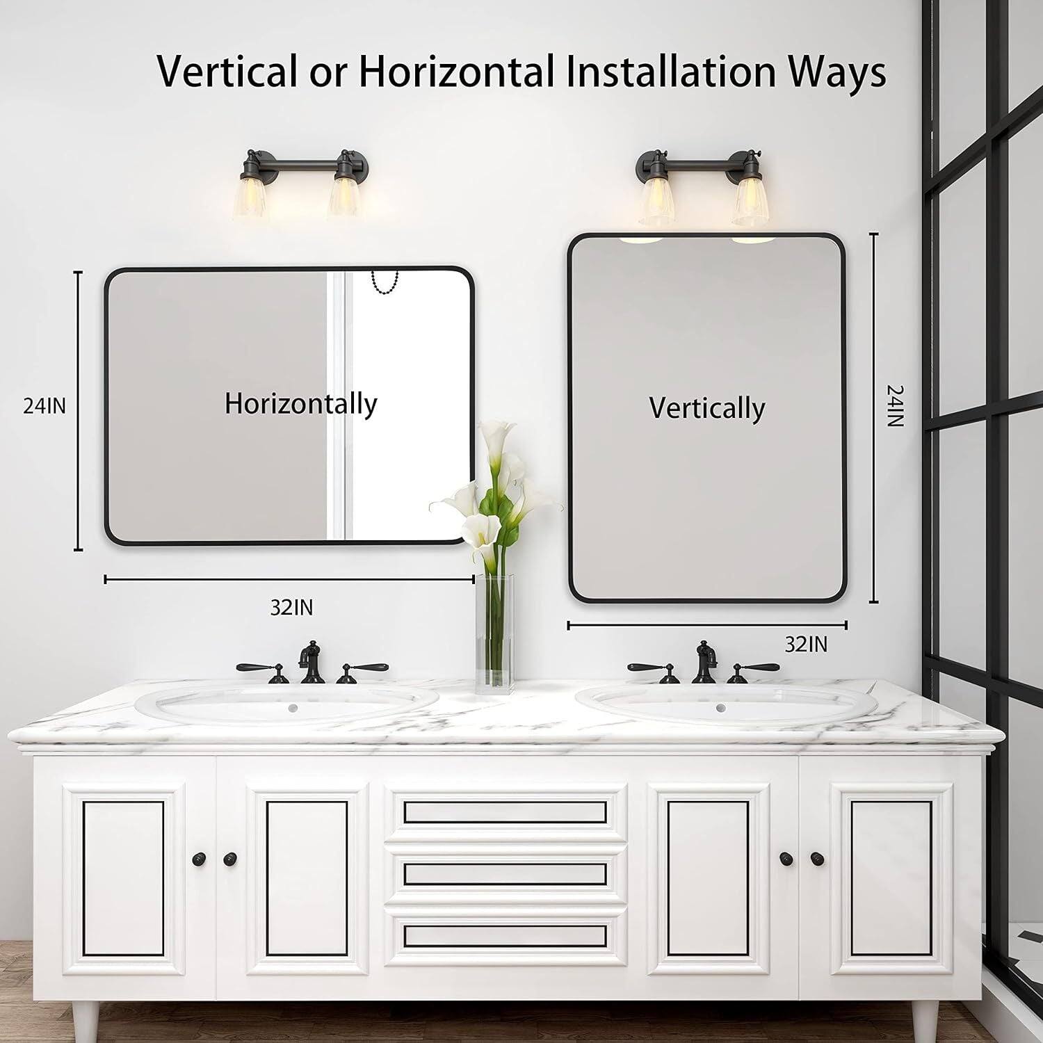Vertical or Horizontal Installation Ways

Horizontally  
24IN  
32IN

Vertically  
24IN  
32IN