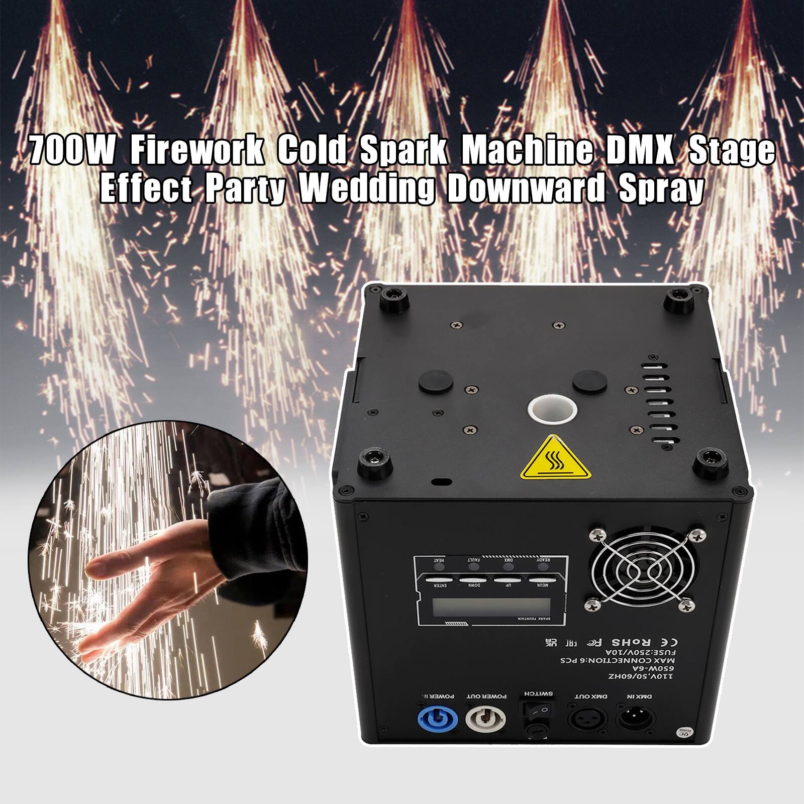 700W Firework Cold Spark Machine DMX Stage Effect Party Wedding Downward Spray