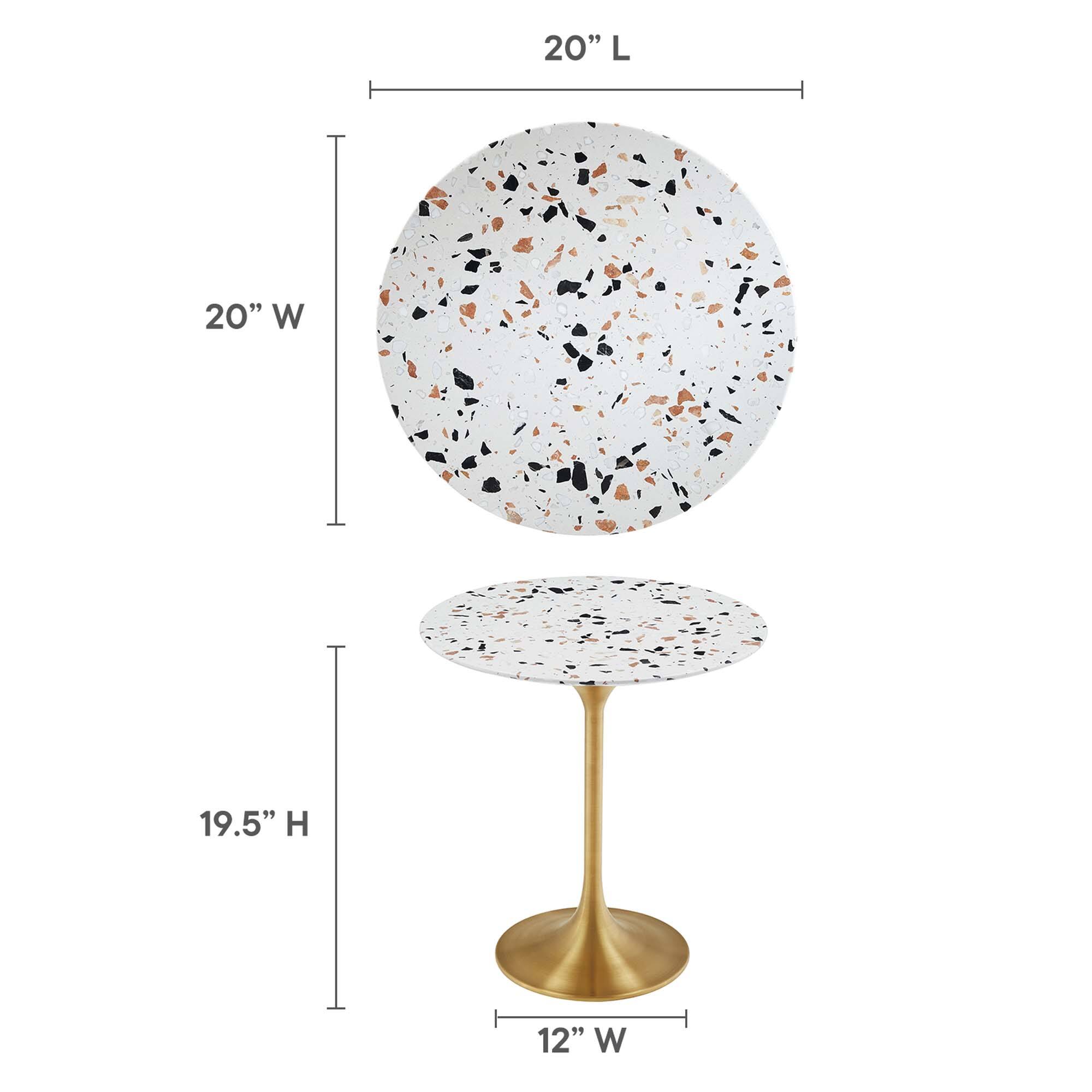 20" W x 20" L x 19.5" H  
12" W