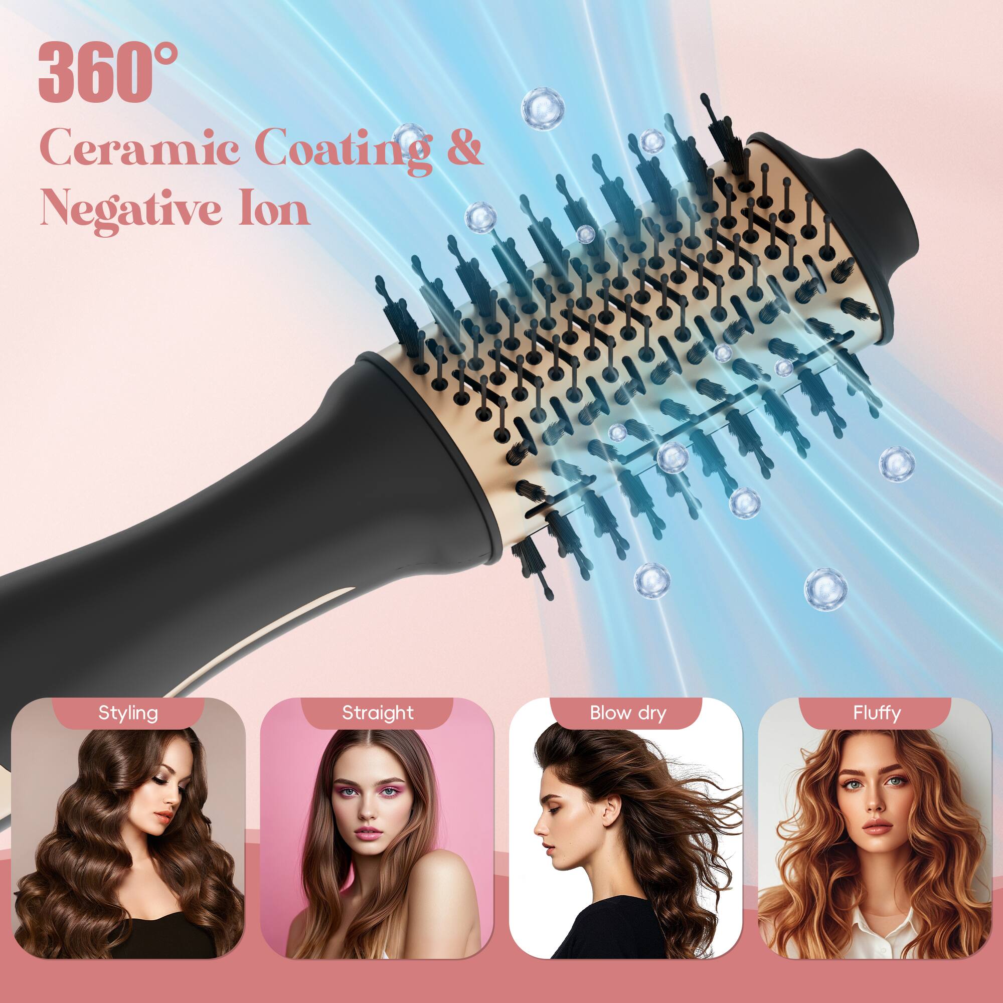 360° Ceramic Coating & Negative Ion
Styling
Straight
Blow dry
Fluffy