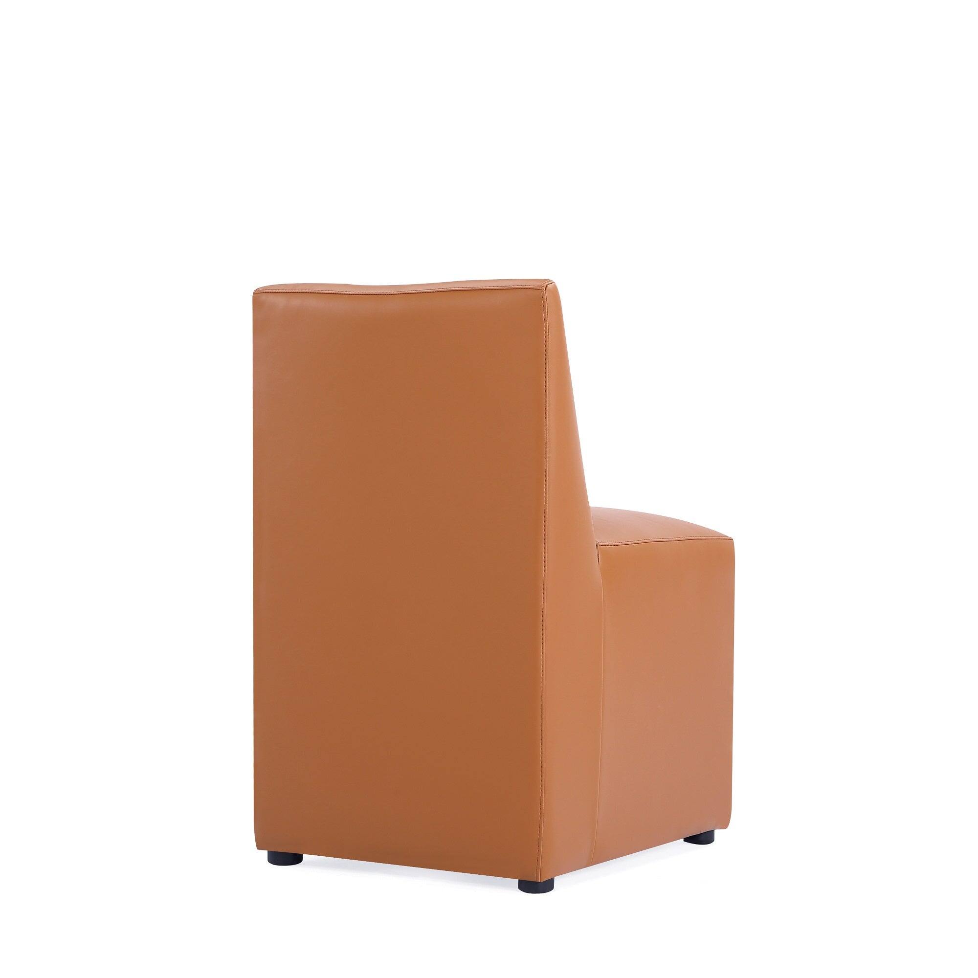 Alt View 2. Manhattan Comfort - Anna Square Modern Vegan Leather Dining Chair - Saddle Brown.