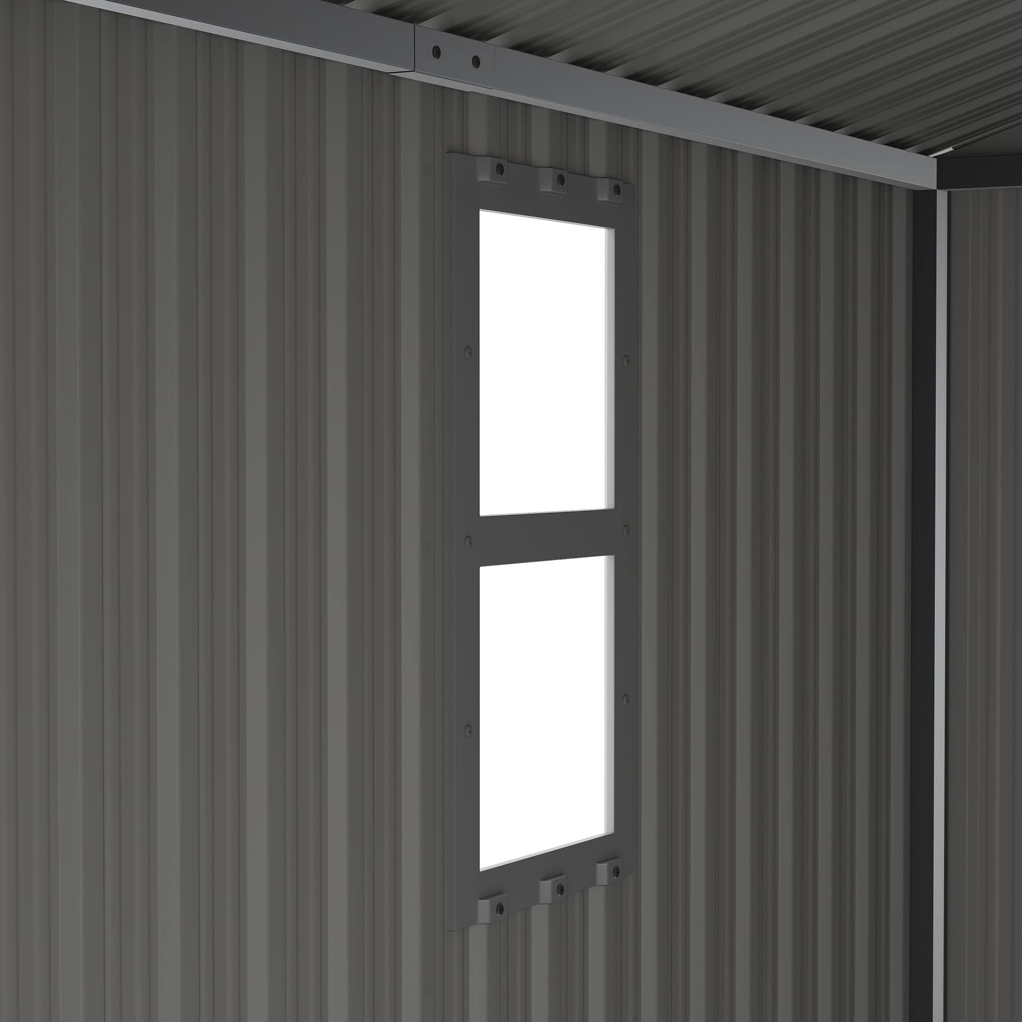 Alt View 8. Mondawe - 8x8 FT Outdoor Storage Shed with Protective Film, Four Daylight Windows and Lockable Doors - White.