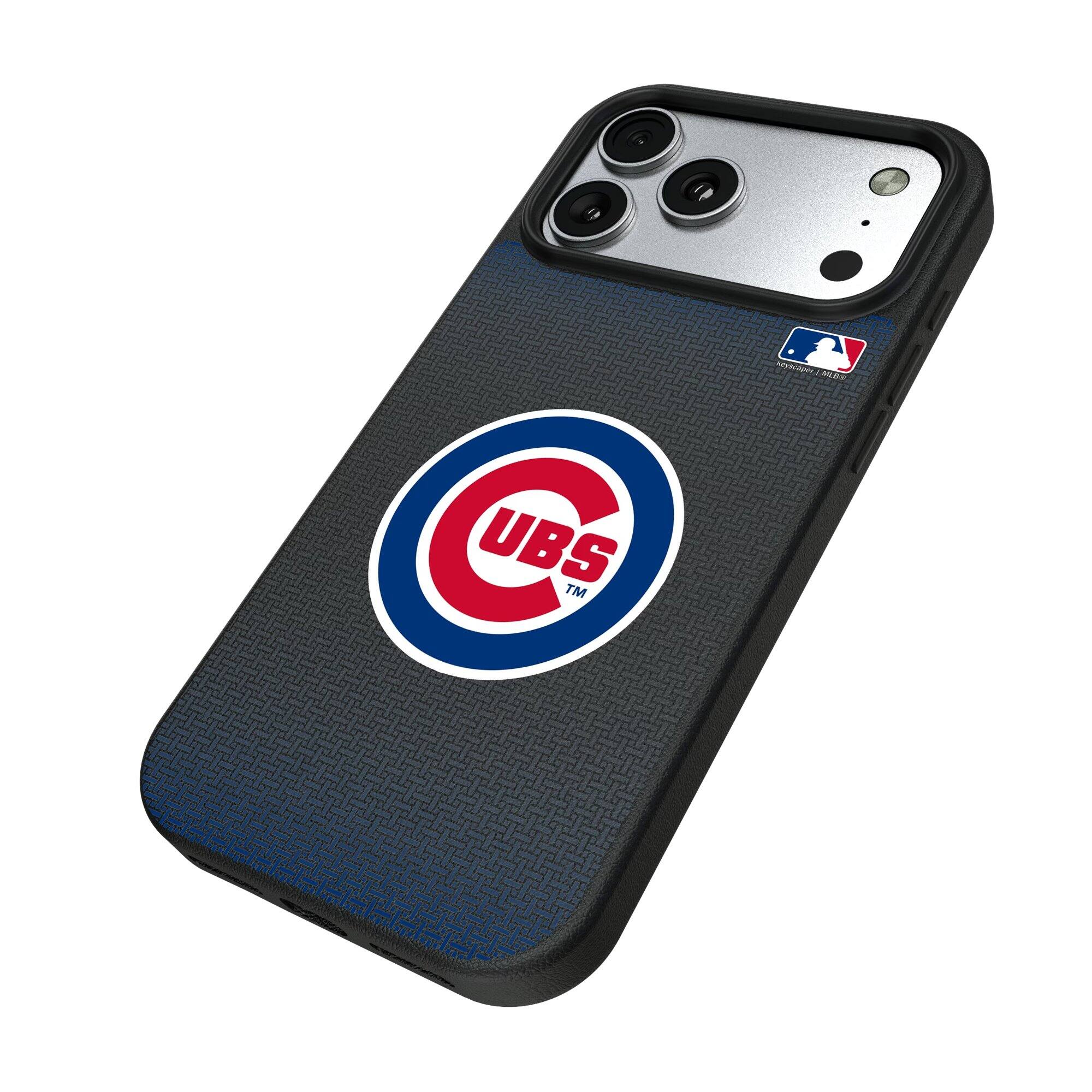 Alt View 1. Keyscaper - Chicago Cubs Linen Logo iPhone Magnetic Bump Case - 15 - Black.