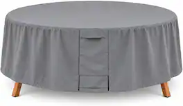 KHOMO GEAR - Round Patio Furniture Cover Waterproof, Outdoor Round Table and Chair Set Cover with Air Vents - 60" Diameter x 23"H - Gray