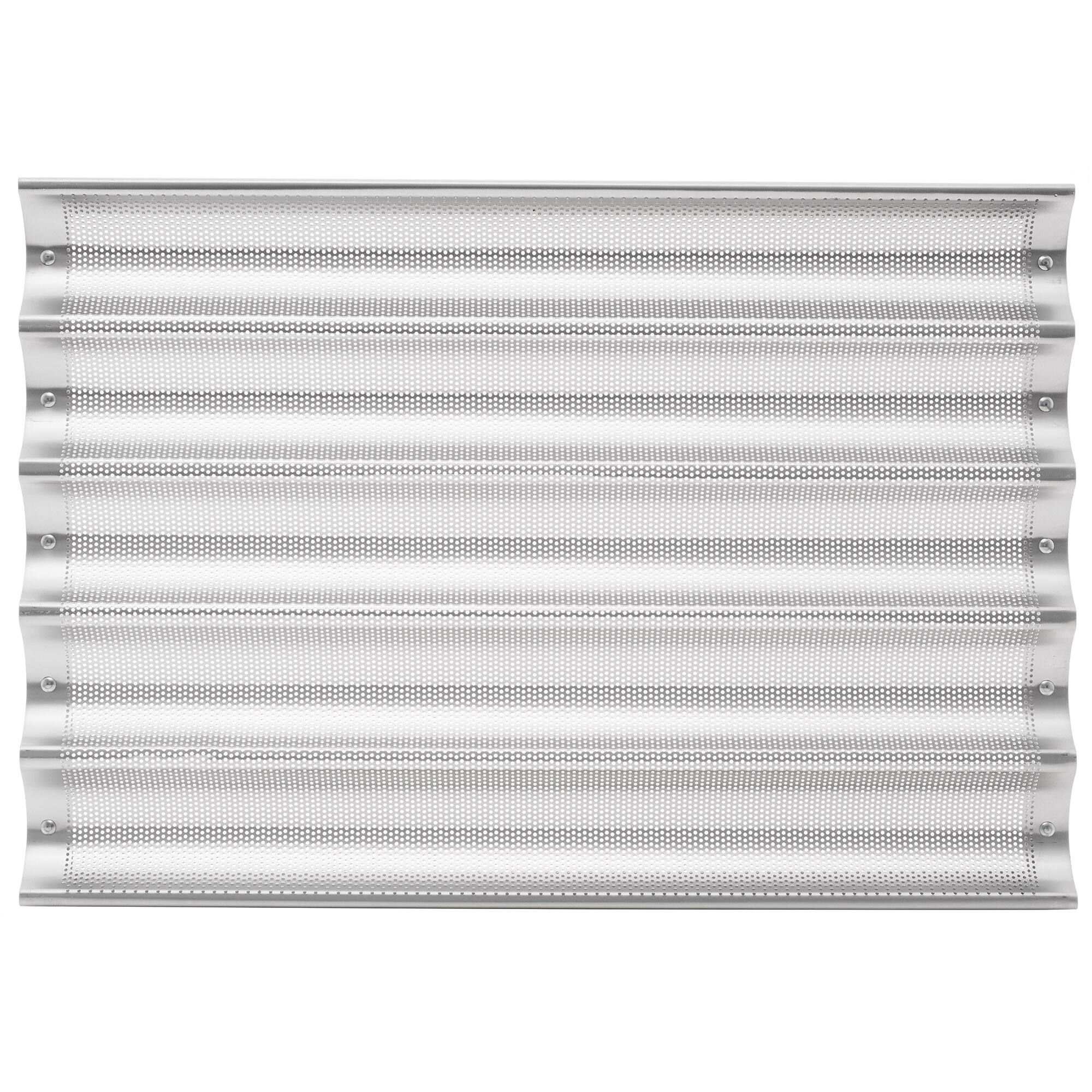 Alt View 3. GRIDMANN - Commercial 18 x 26-in Perforated Aluminum Baguette Pan - 5 Slot Loaf Pan - Silver.