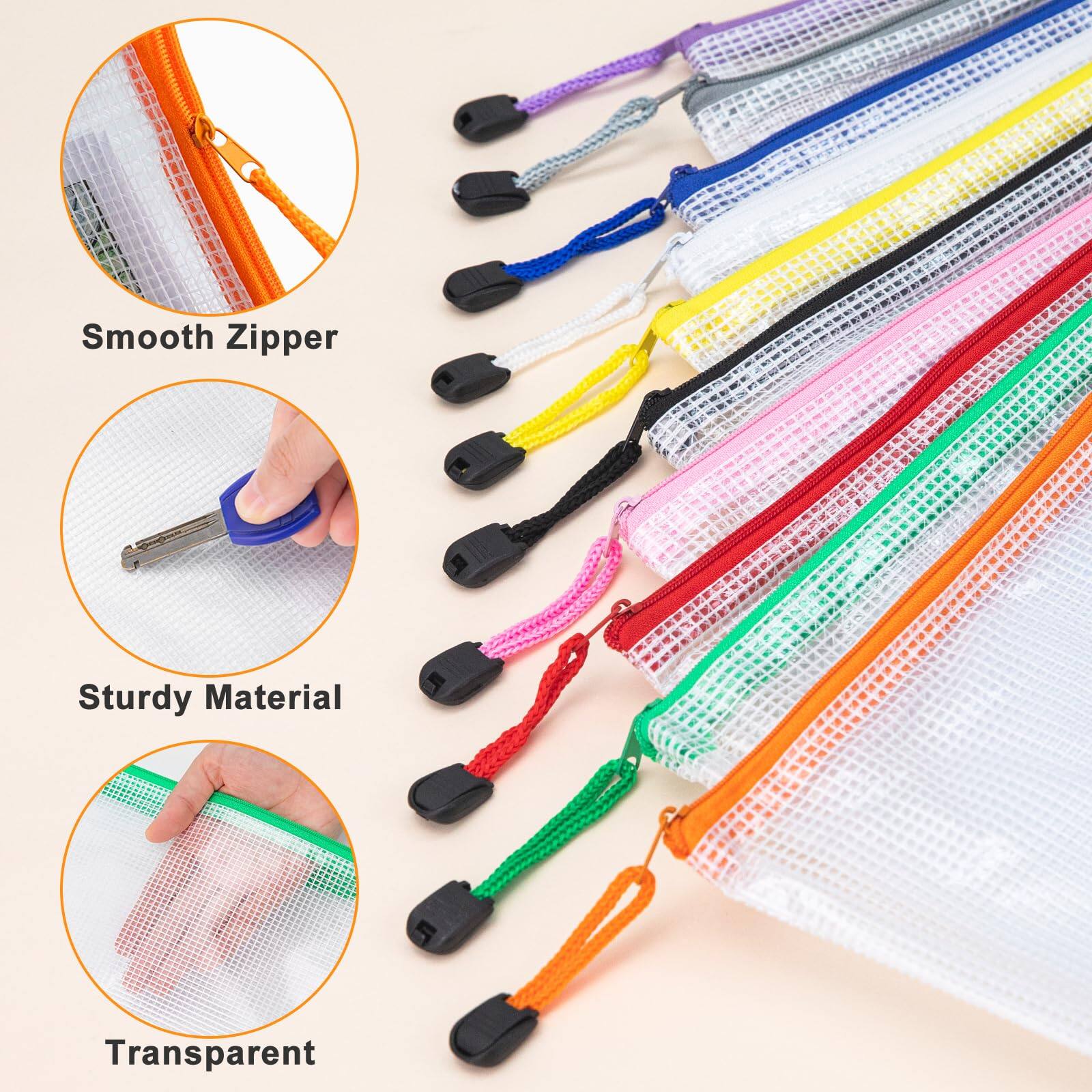 Smooth Zipper  
Sturdy Material  
Transparent