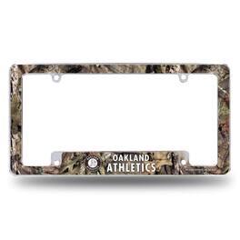 Rico Industries - Oakland Athletics A's Chrome Metal License Plate Frame with Bold Mossy Oak Camouflaged Camo Design - Multi