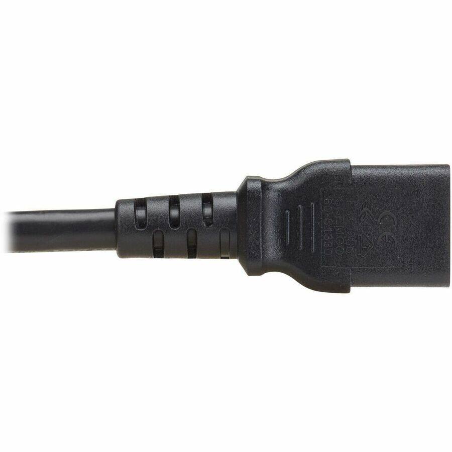Alt View 4. Tripp Lite - Eaton Tripp Lite Series PDU Power Cord, C13 to P-Lock C14 - Heavy-Duty, 15A, 250V, 14 AWG, 4 ft. (1.2 m), Black - For - Black.