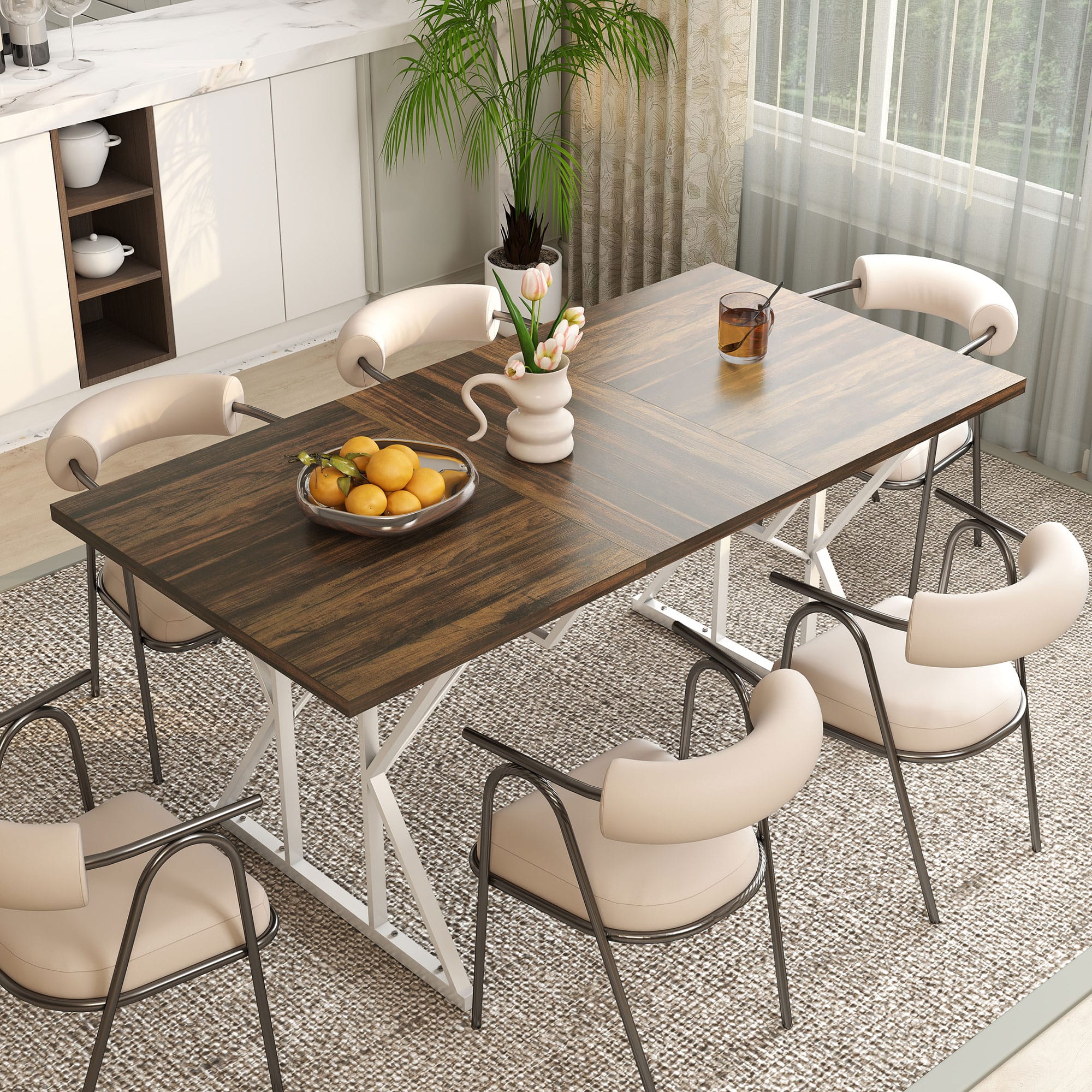 Homcom - Extendable Dining Table for 4-6 - Distressed Brown