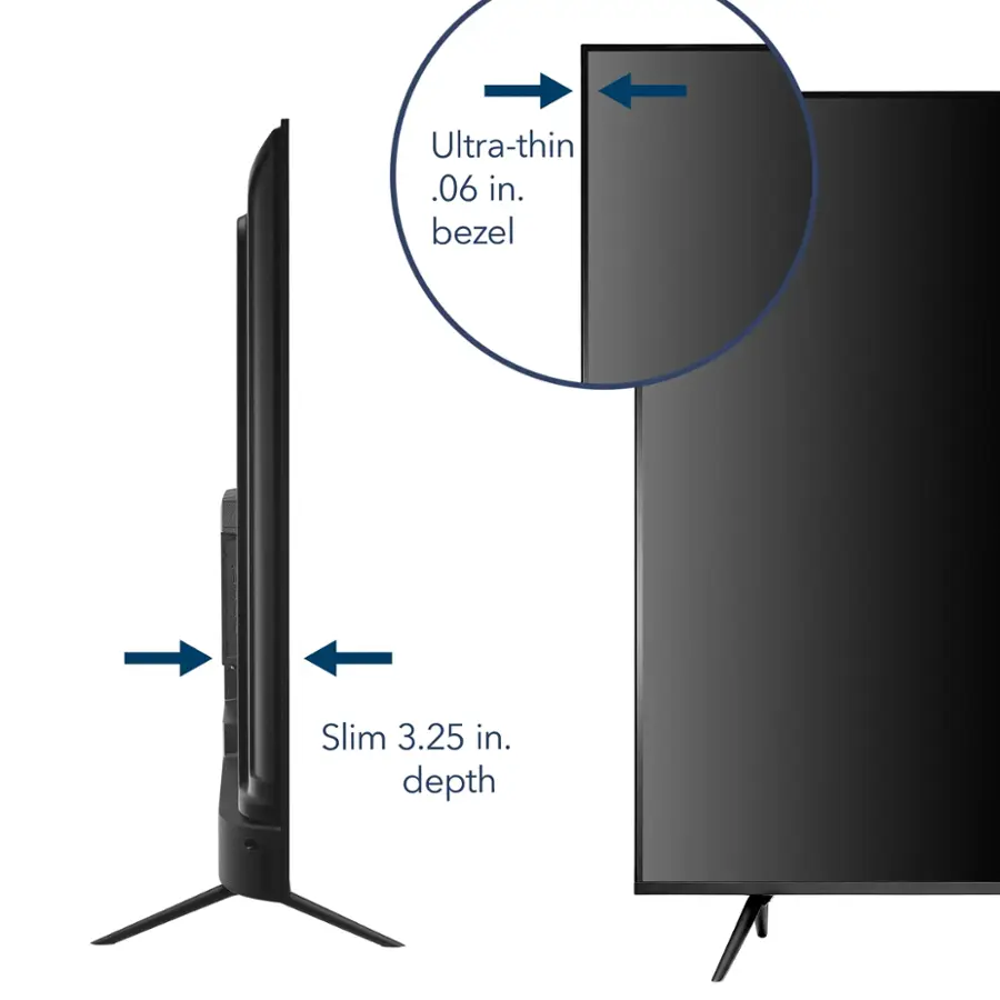 Ultra-thin .06 in. bezel Slim 3.25 in. depth