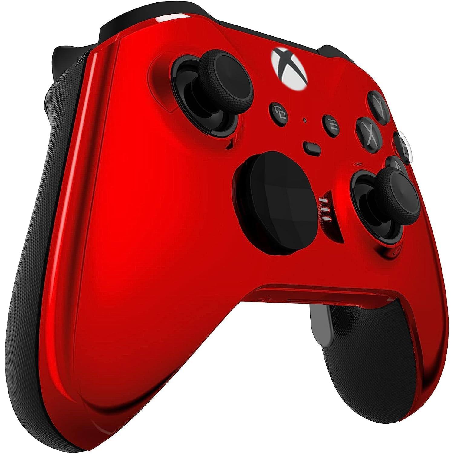 Left. Custom Controllerzz - Custom Elite Series 2 Wireless Controller for Xbox Series X, Xbox Series S, Xbox One - Red Chrome.