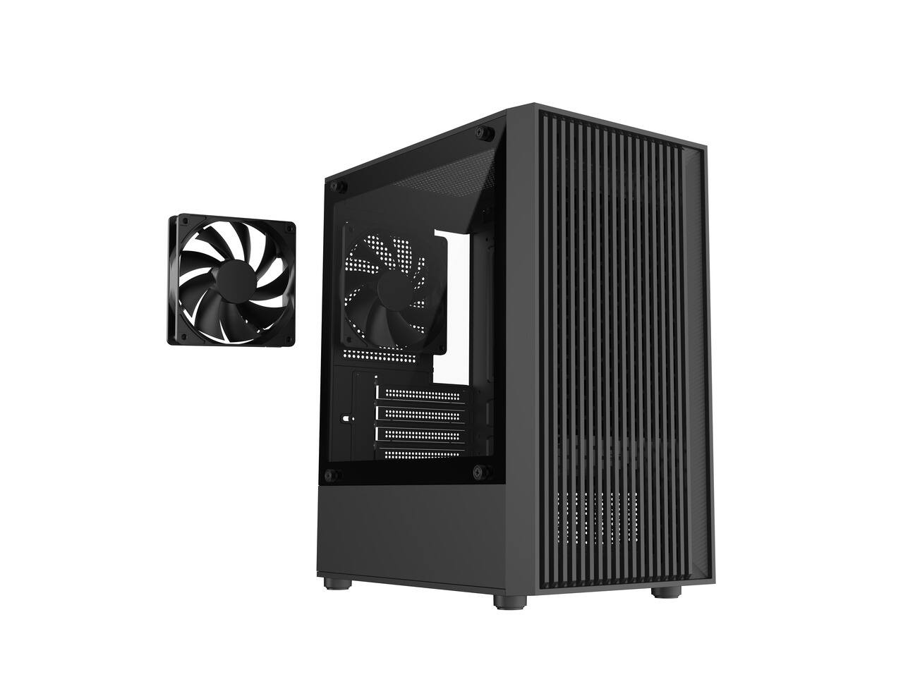 Alt View 9. DIYPC - DIYPC DIY-V2 MicroATX Black USB3.0/Type C Tempered Glass Gaming Case w/ 120mm Fan - Black.