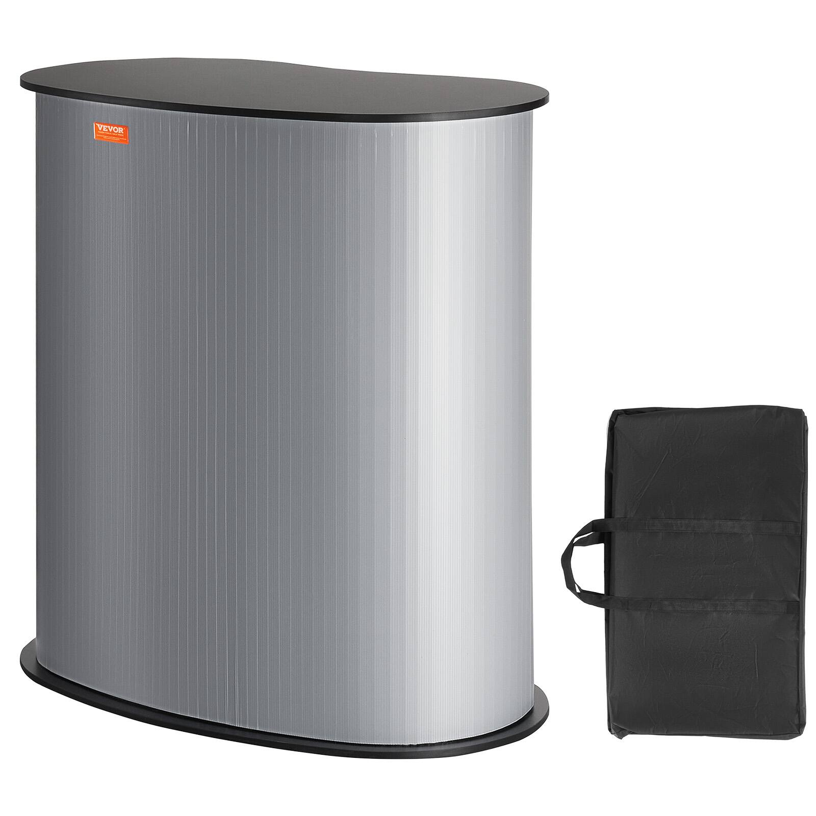 Alt View 5. VEVOR - Portable Tradeshow Podium Table, 35.43" x 19.29" x 37.01", Display Exhibition Counter Stand Booth Fair with Wall - Black + Silver.