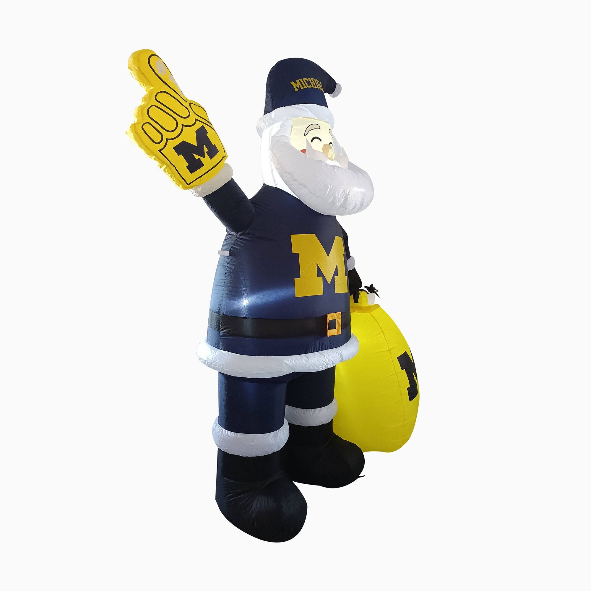 Alt View 1. Logo Brands - Michigan Wolverines 7' Inflatable Santa - Multicolor.