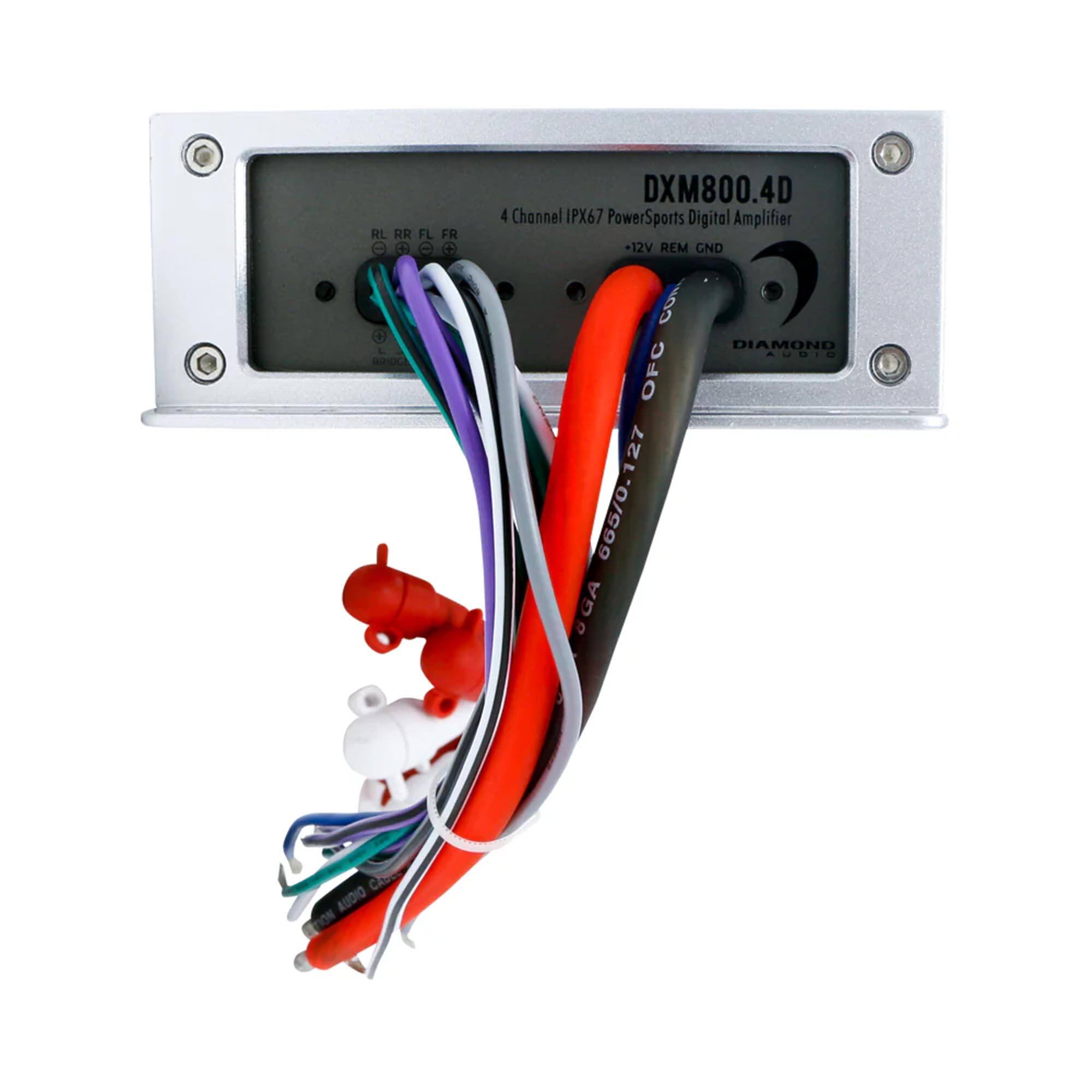 RL RR FL FR  
DXM800.4D  
4 Channel IPX67 PowerSports Digital Amplifier  
+12V REM GND  
DIAMOND  
AUDIO EDITION