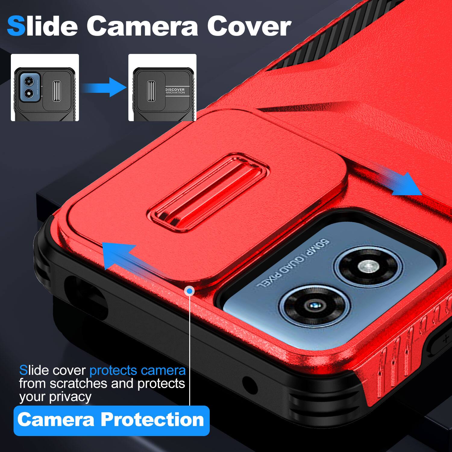 Slide Camera Cover

DISCOVER INNOVATION

50MP QUAD PIXEL

Slide cover protects camera from scratches and protects your privacy

Camera Protection