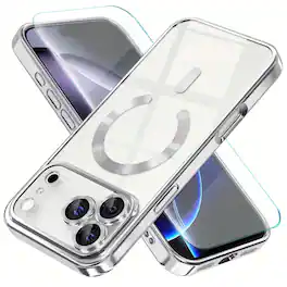 Kitcheniva - Rugged Shockproof Protective Case Plus Tempered Glass For iPhone 18 Pro Max - Silver